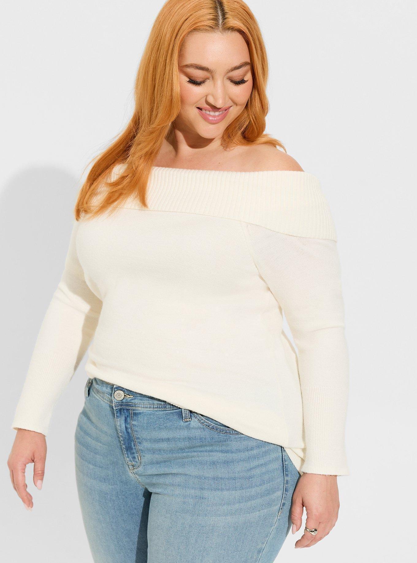 Torrid off 2025 the shoulder sweater