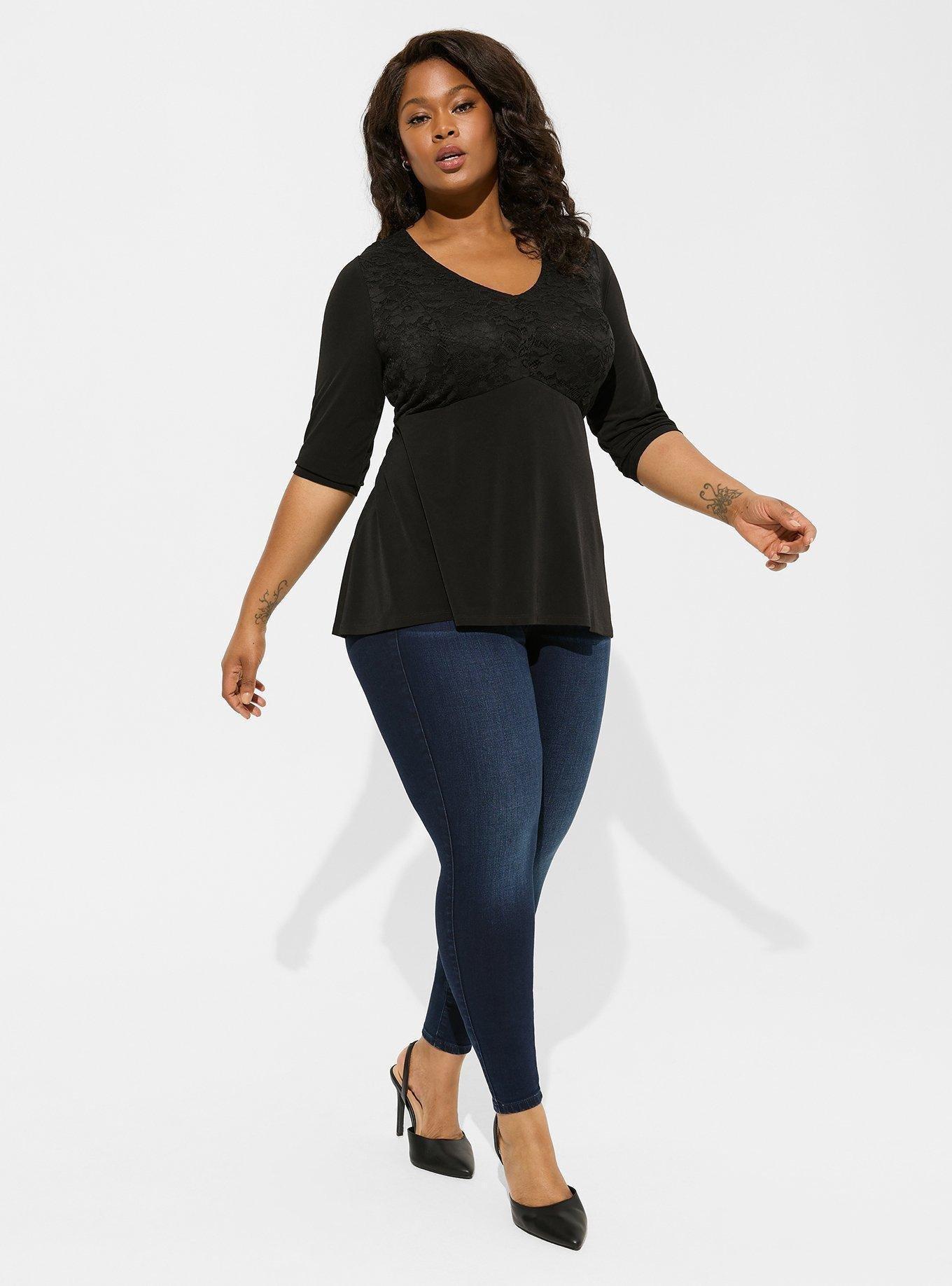 Studio Knit Lace V-Neck Babydoll Top