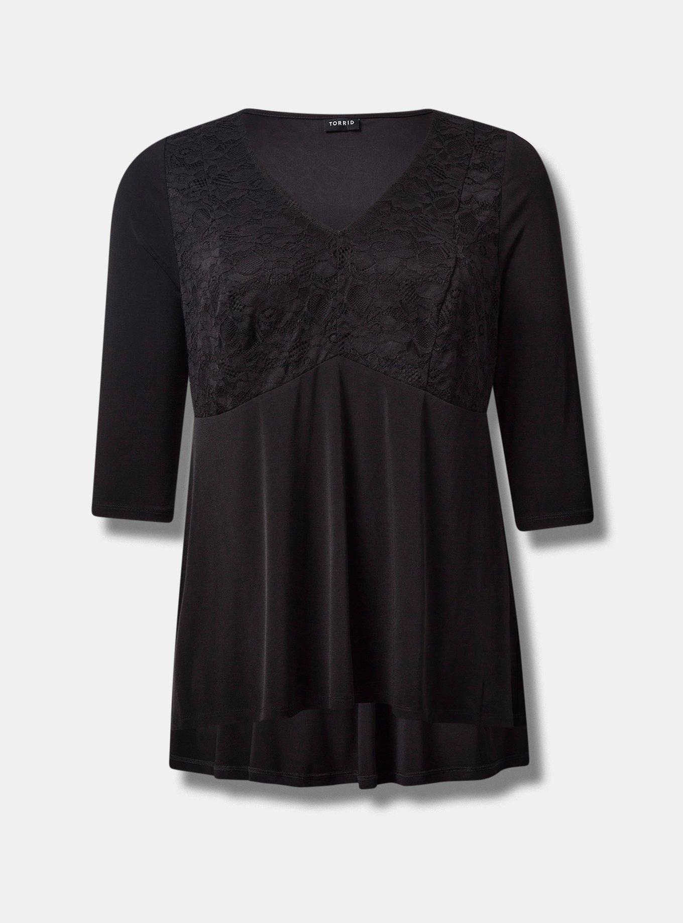 Studio Knit Lace V-Neck Babydoll Top