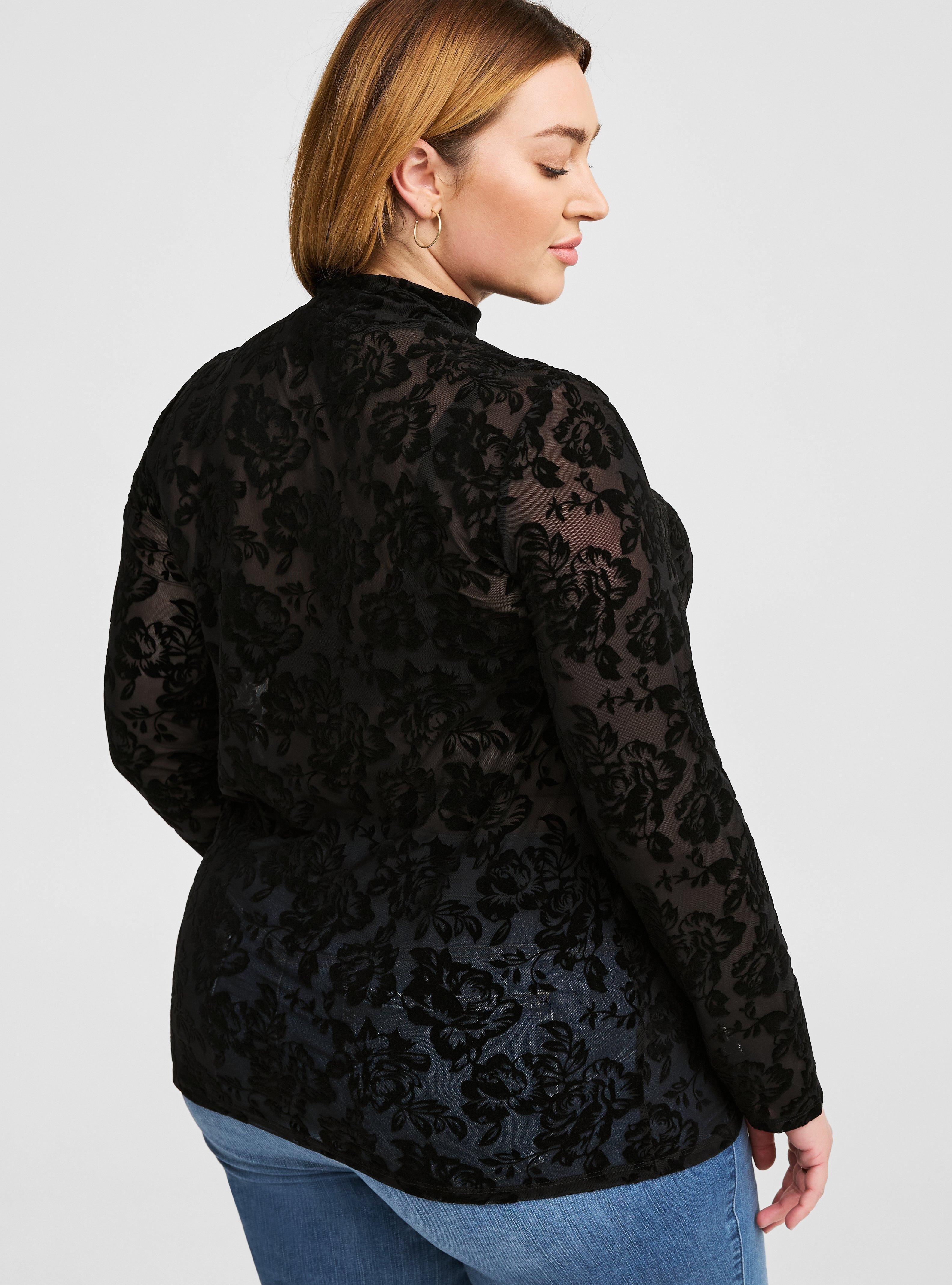 TORRID Flocked Mesh Long Sleeve Top