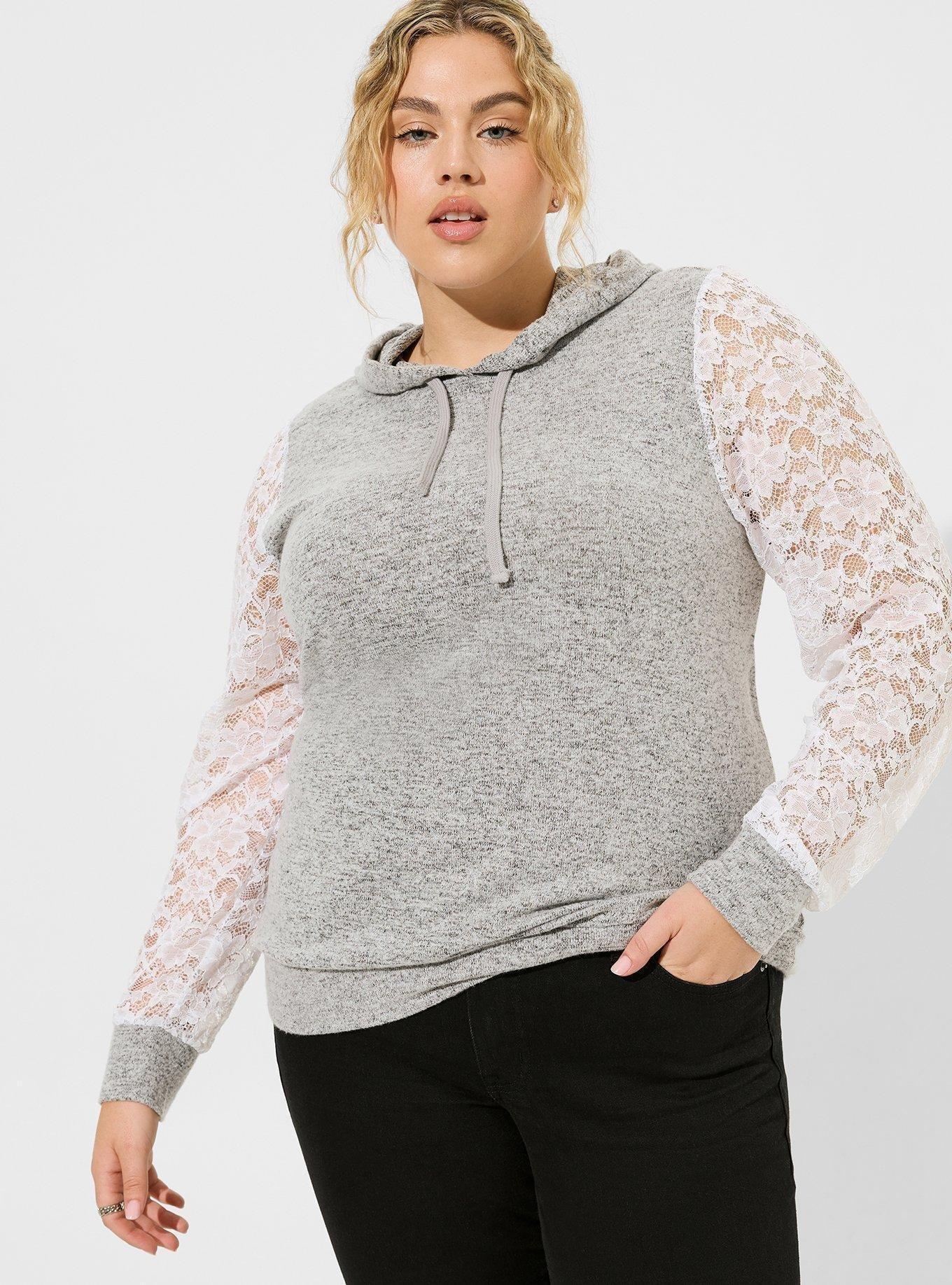 Super Soft Plush Lace Sleeve Hoodie