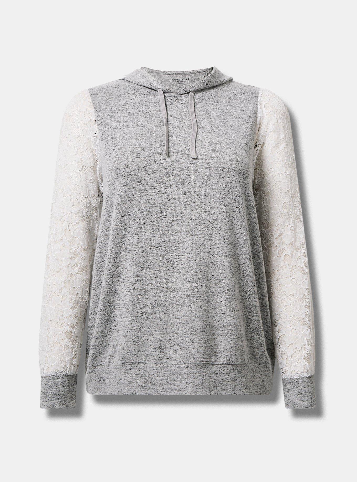 Super Soft Plush Lace Sleeve Hoodie