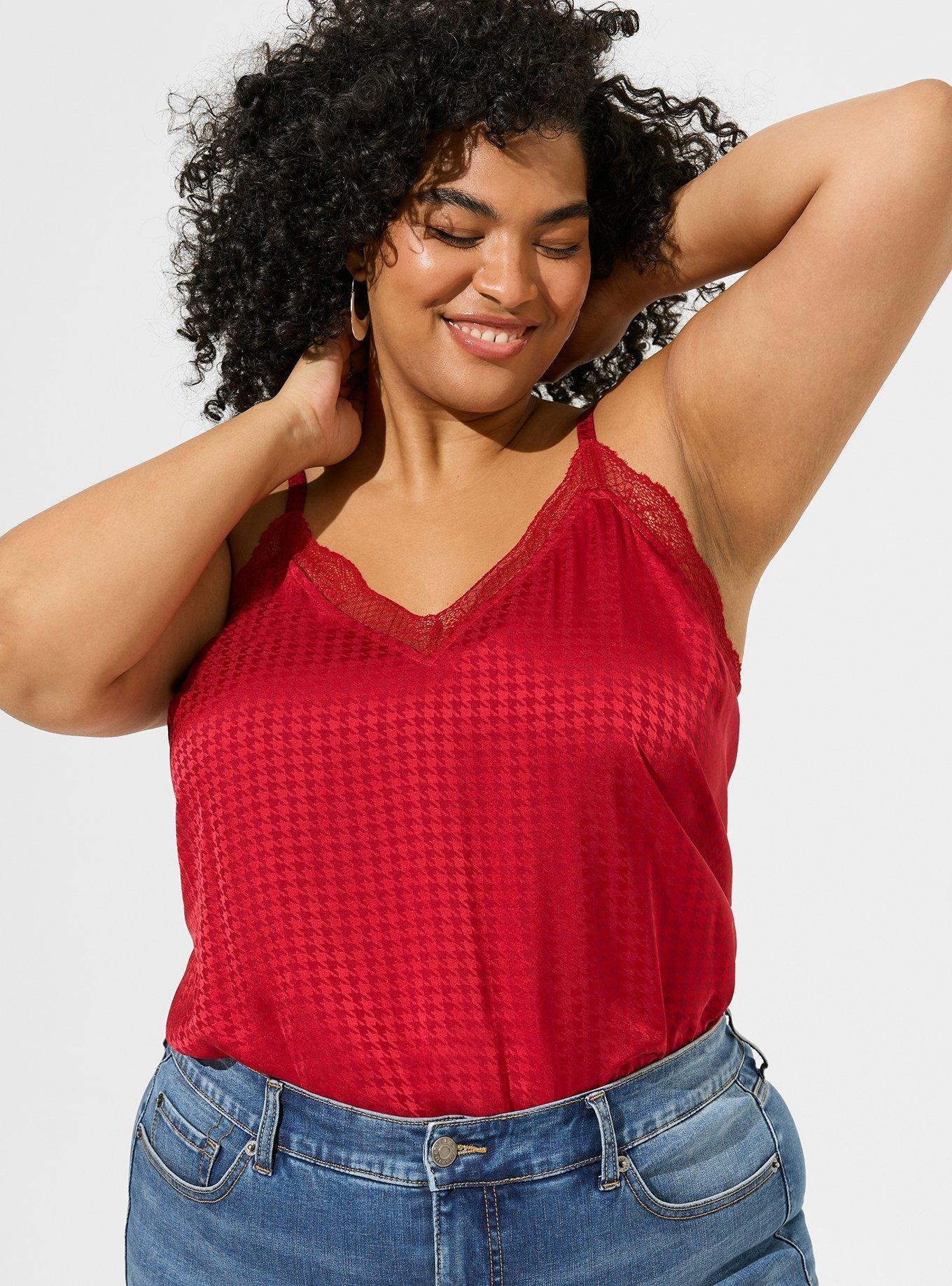 Plus Size - Satin Jacquard Lace Trim Cami - Torrid