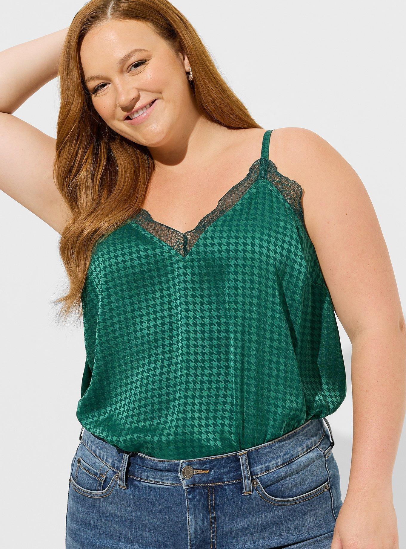 Plus Size Satin Jacquard Lace Trim Cami Torrid