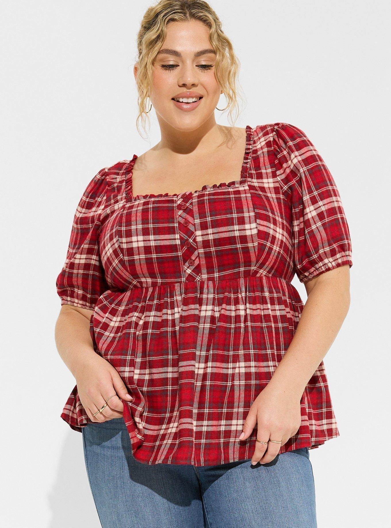 Babydoll Softest Flannel Puff Short Sleeve Top