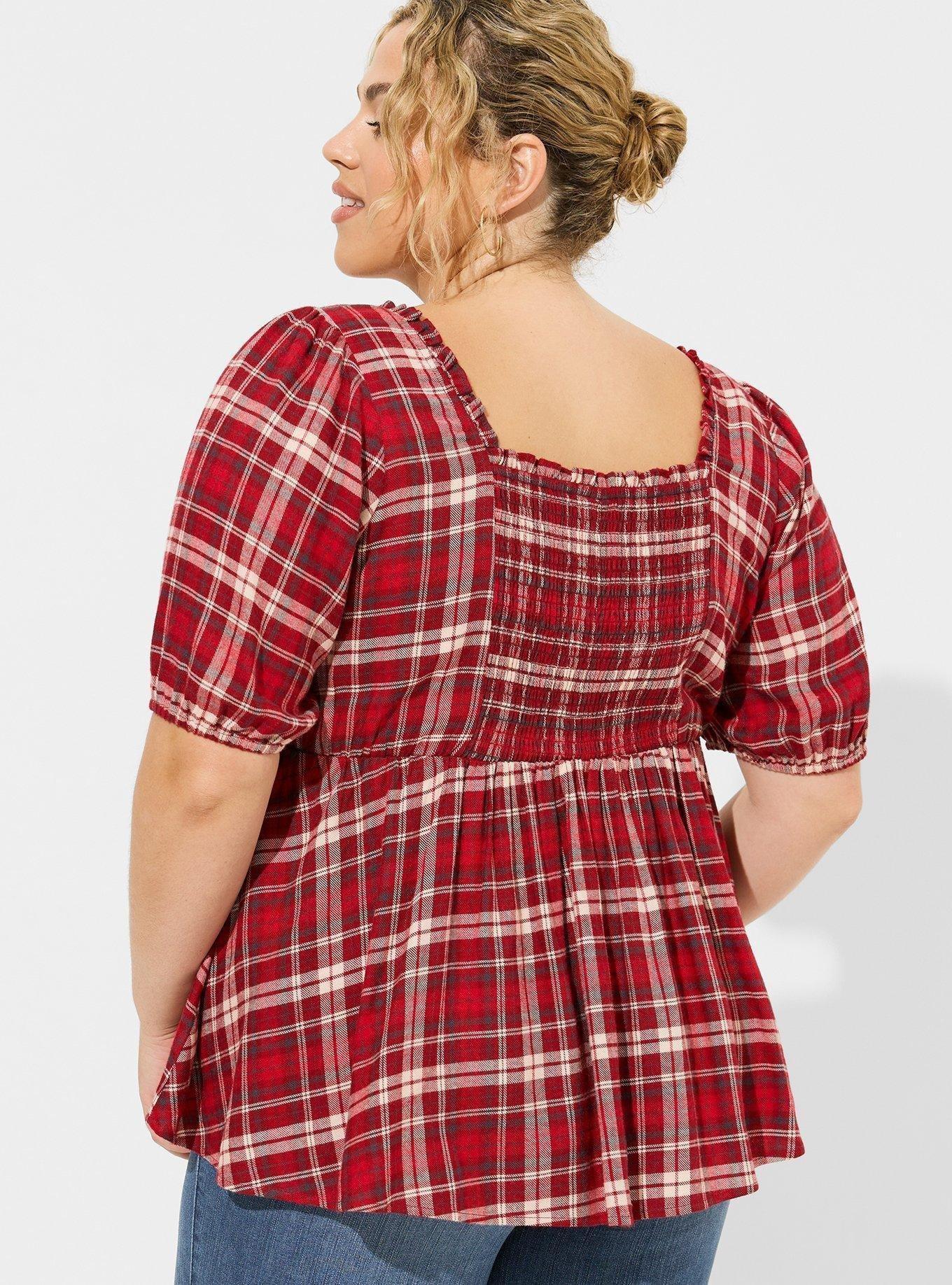 Plus Size - Babydoll Velvet Burnout Short Sleeve Top - Torrid