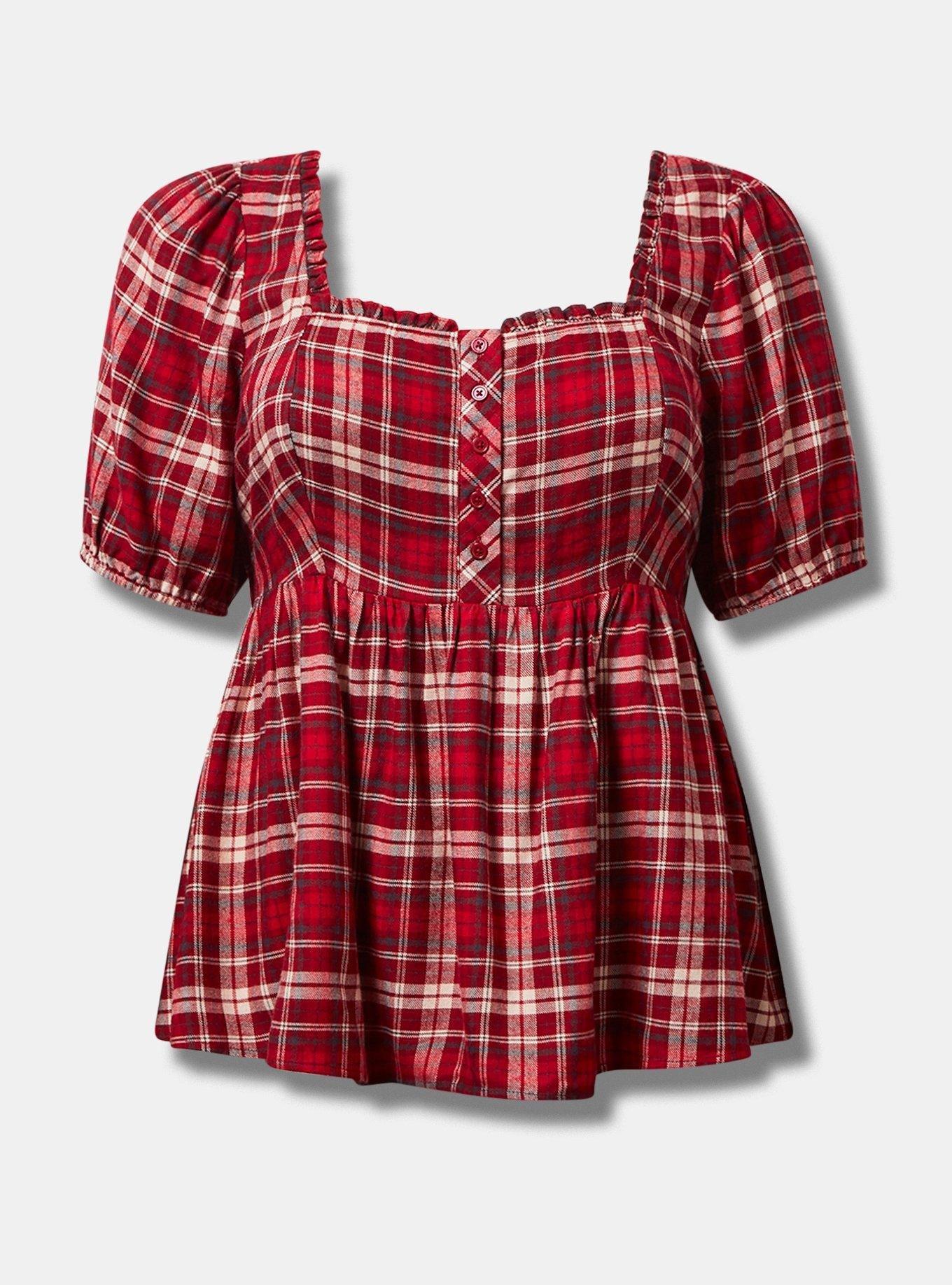 Babydoll Softest Flannel Puff Short Sleeve Top