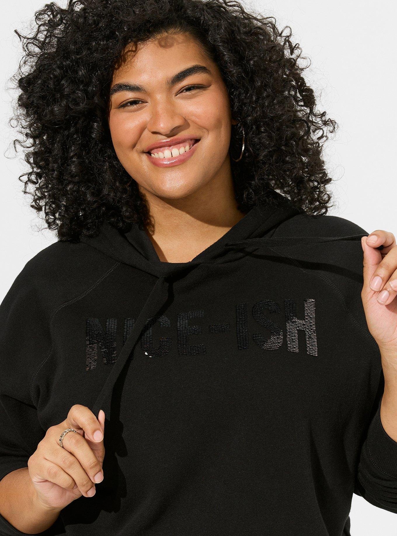 Plus Size - Sequin Nice-Ish Classic Fit Cozy Fleece Pullover Hoodie ...
