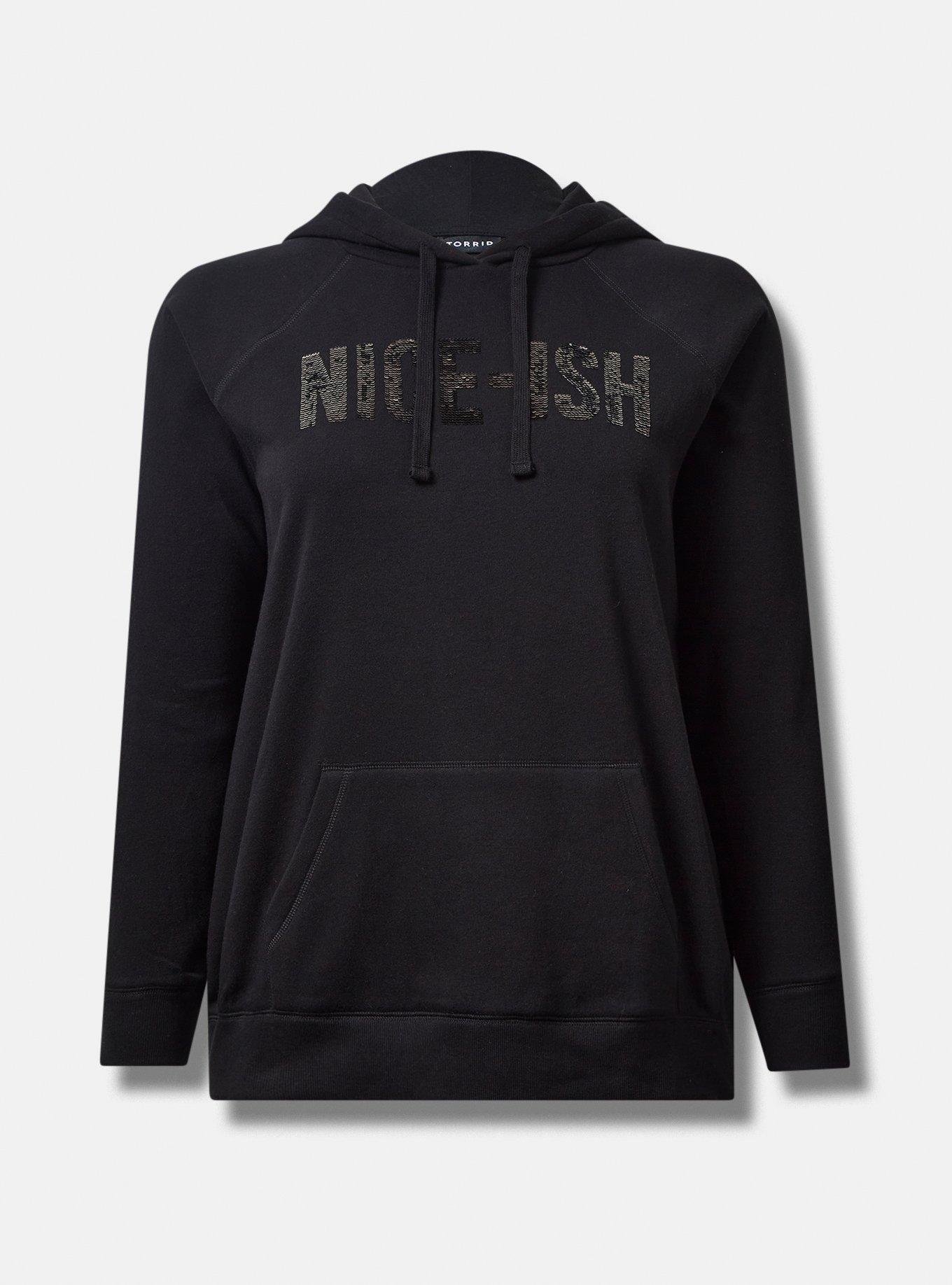 Plus Size - Sequin Nice-Ish Classic Fit Cozy Fleece Pullover Hoodie ...