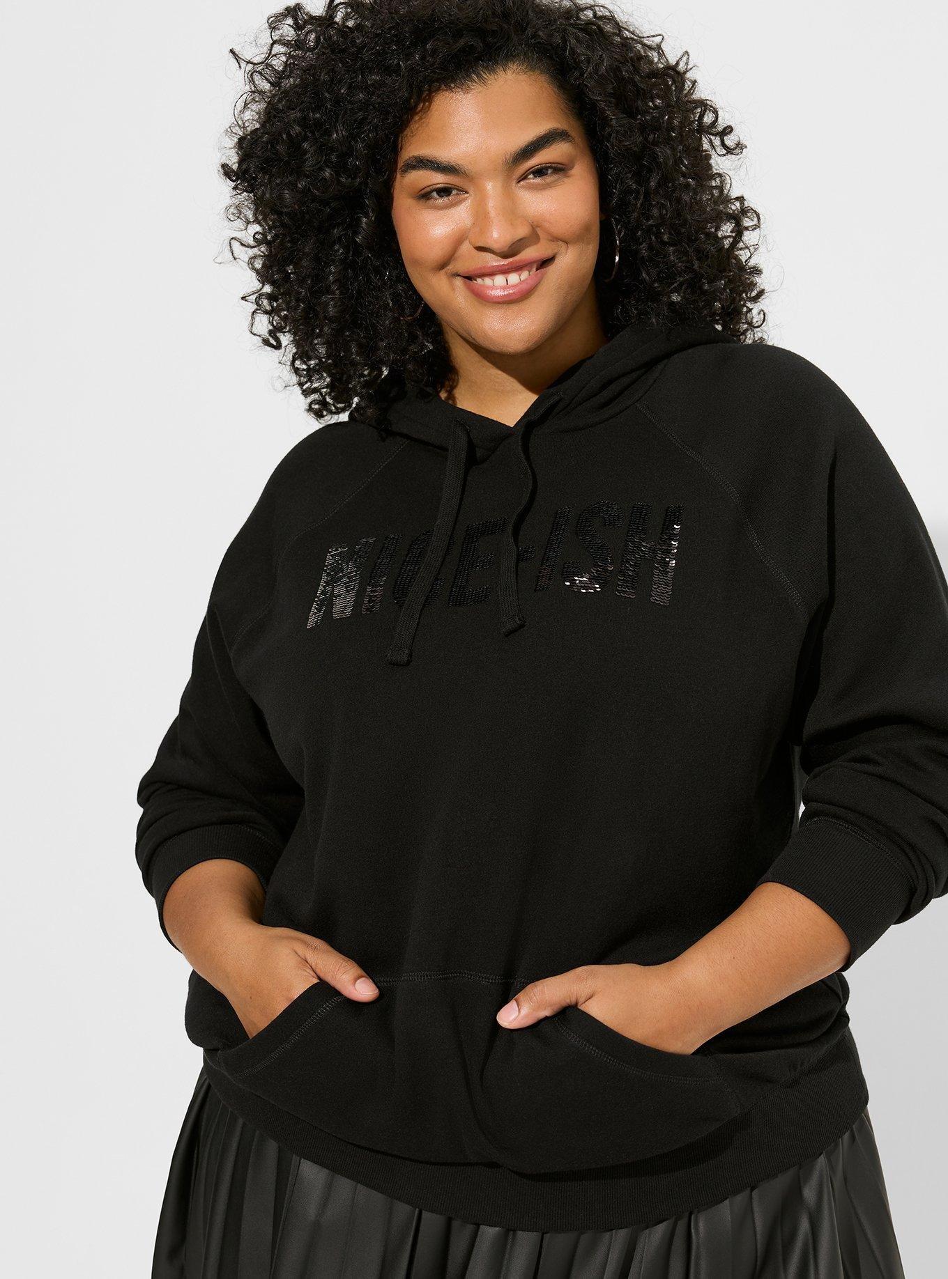 Plus Size Black Sequin Hoodie