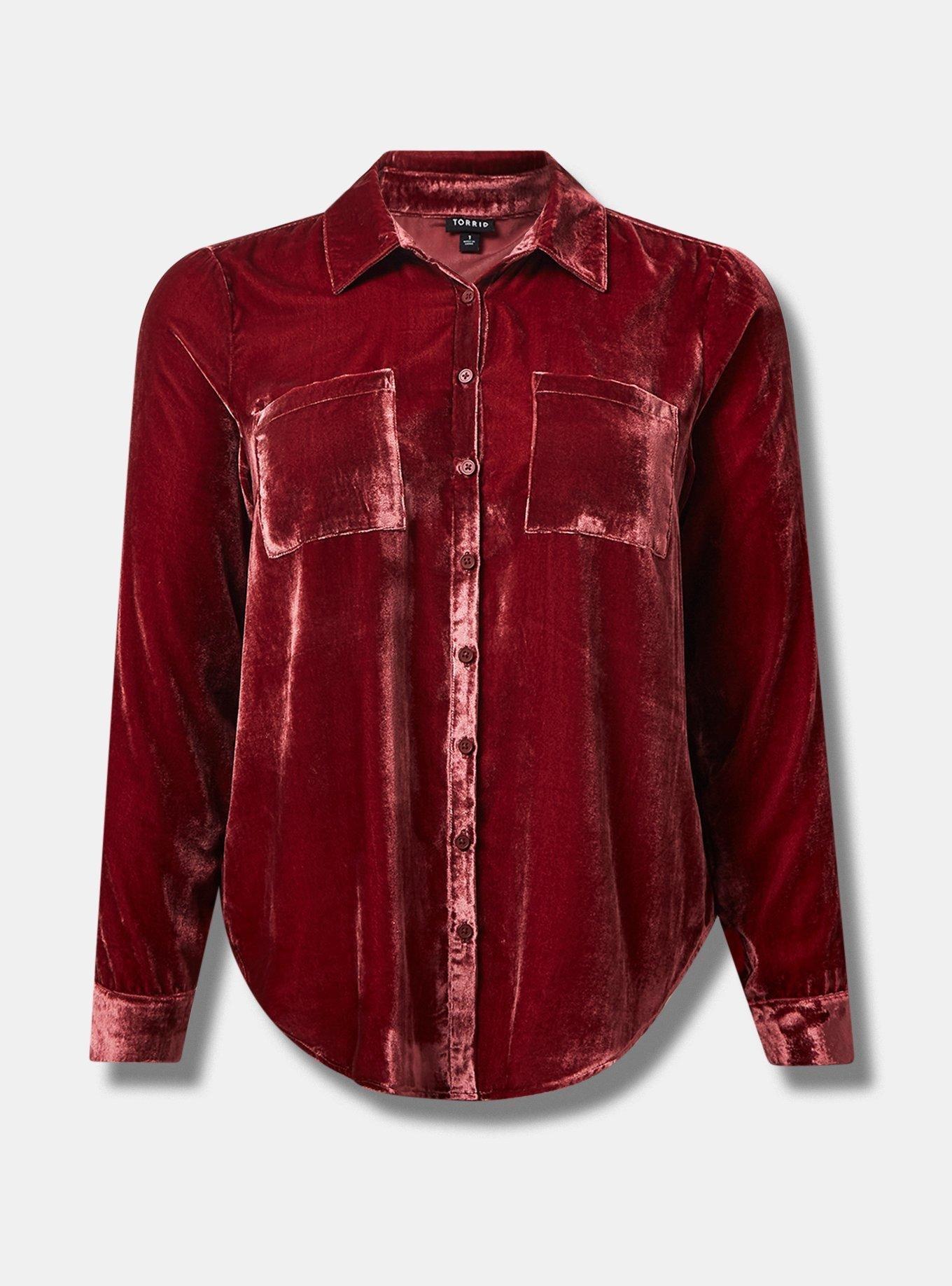 Plus size red button up shirt best sale