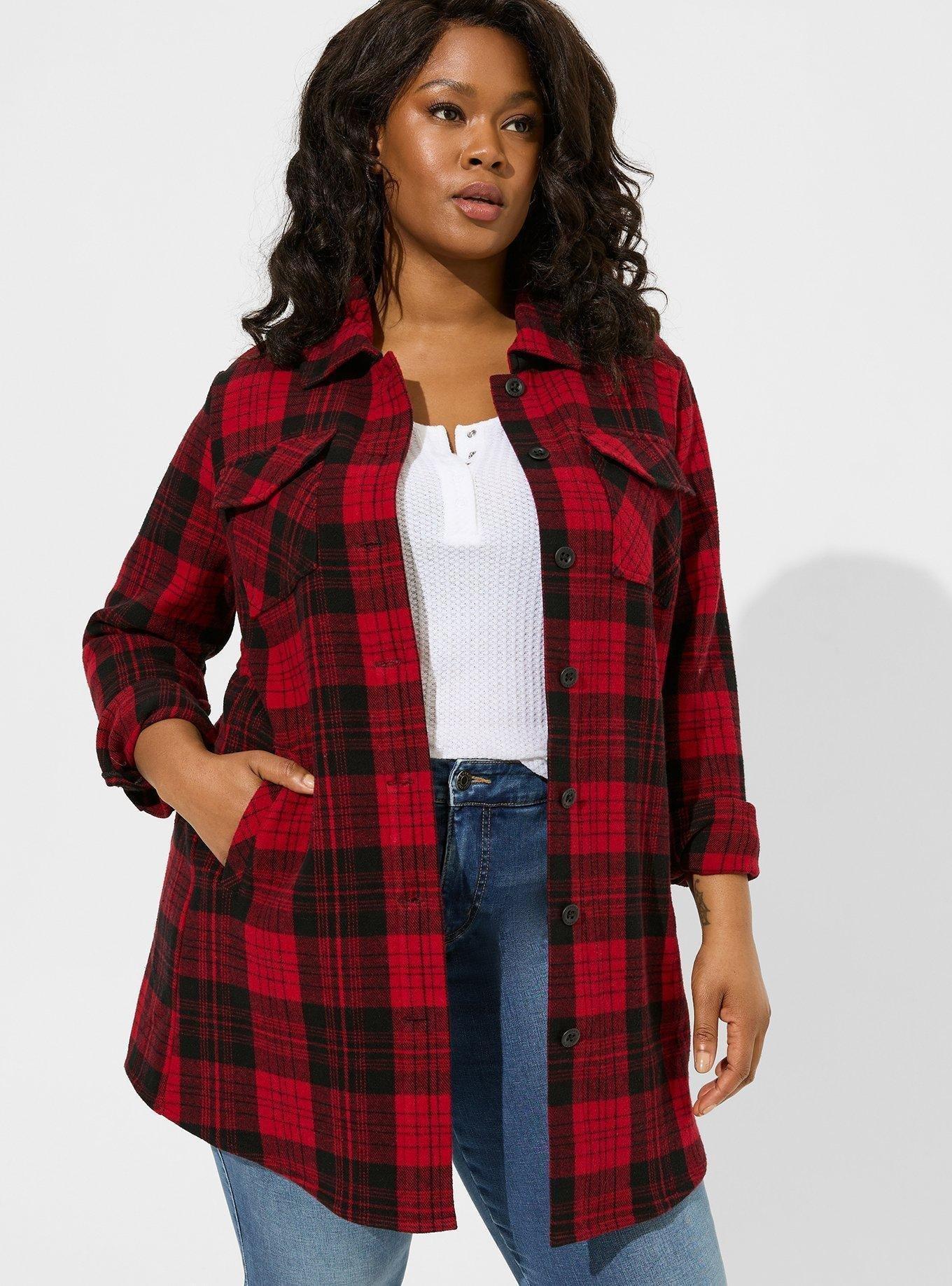 Plus size red discount and black checkered shirt