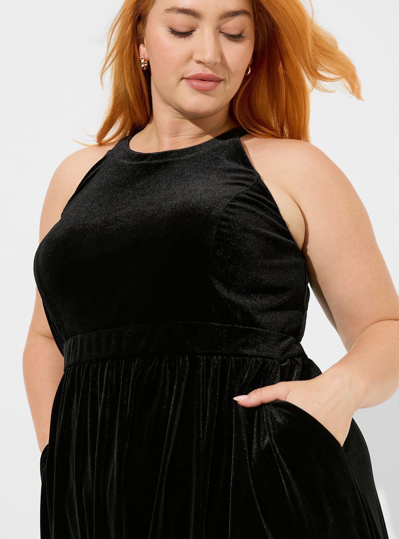 Plus Size Maxi Velvet Halter A Line Dress Torrid