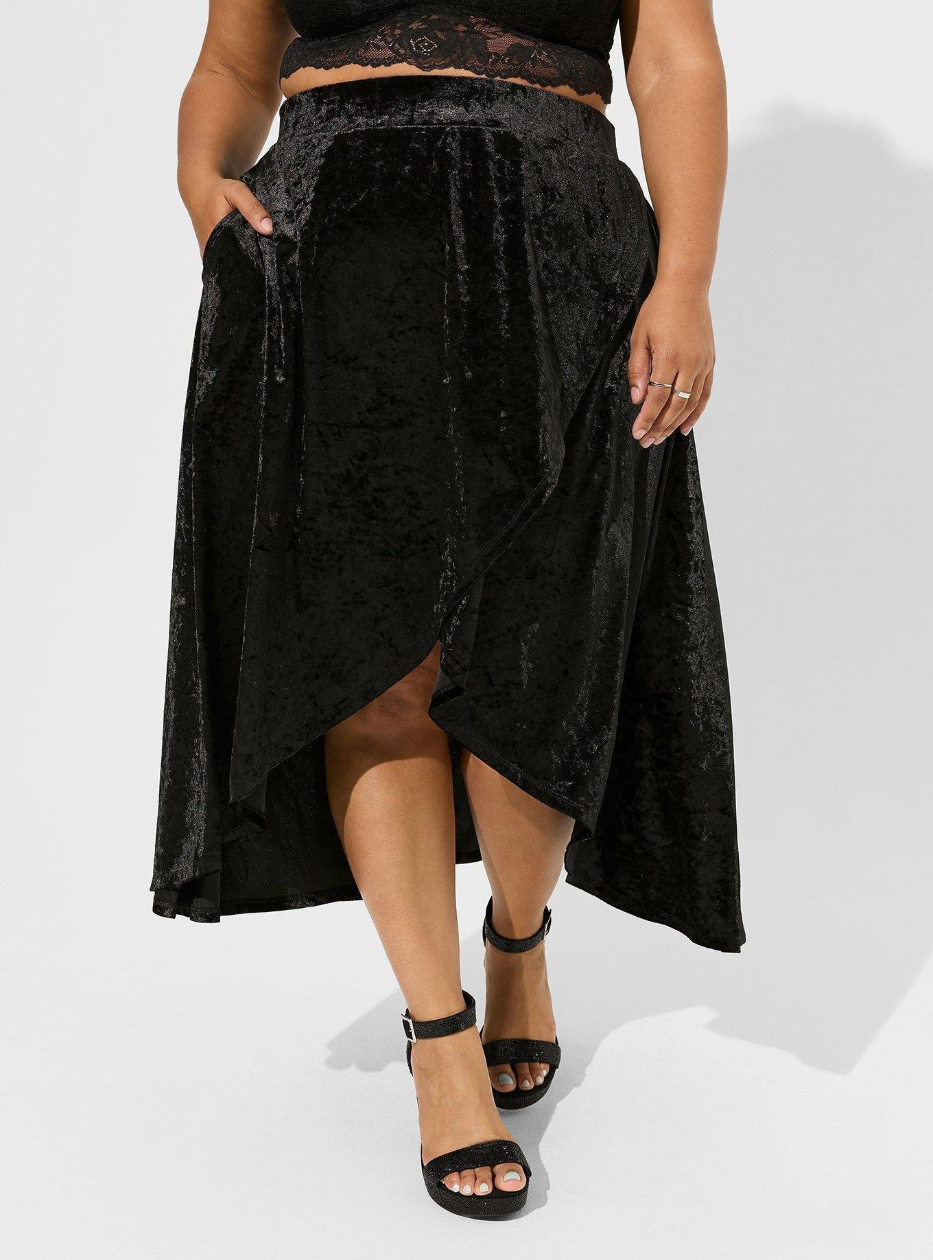 Tea Length Velvet High Low Wrap Skirt