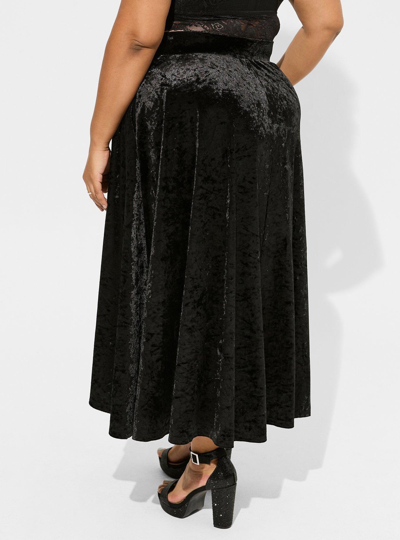 Tea Length Velvet High Low Wrap Skirt