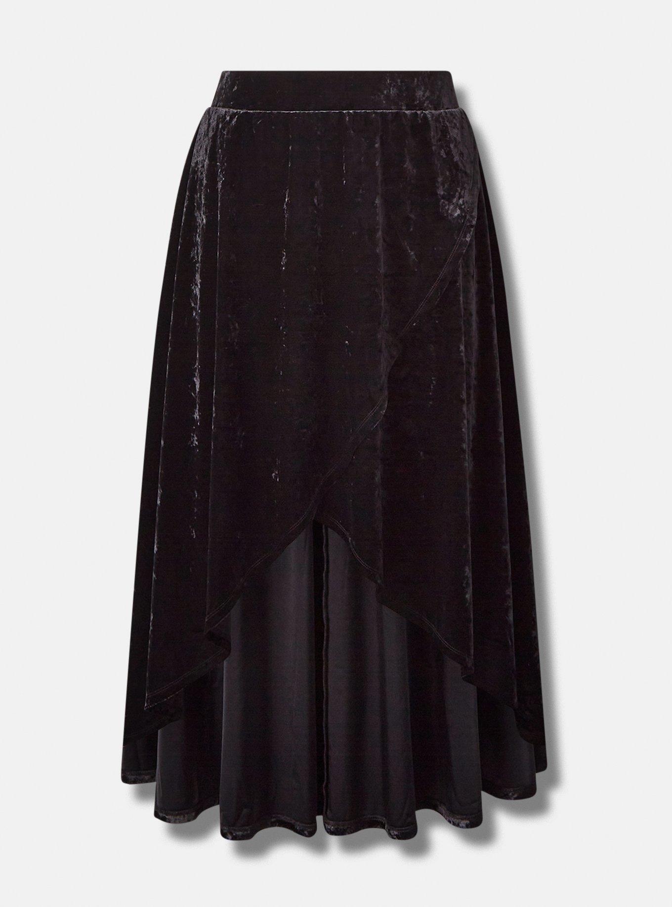 Tea Length Velvet High Low Wrap Skirt