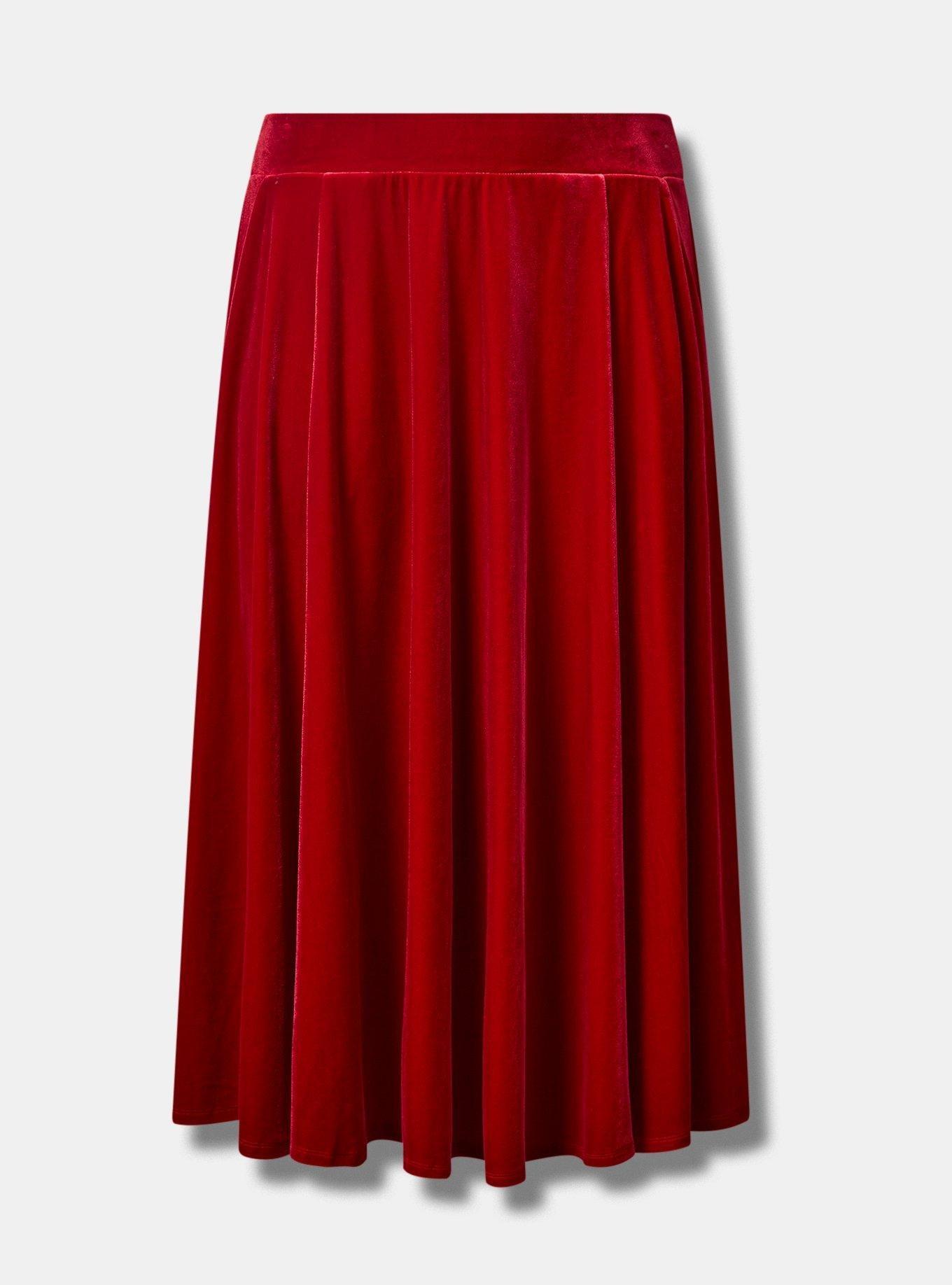 Plus Size - Tea Length Velvet A Line Skirt - Torrid