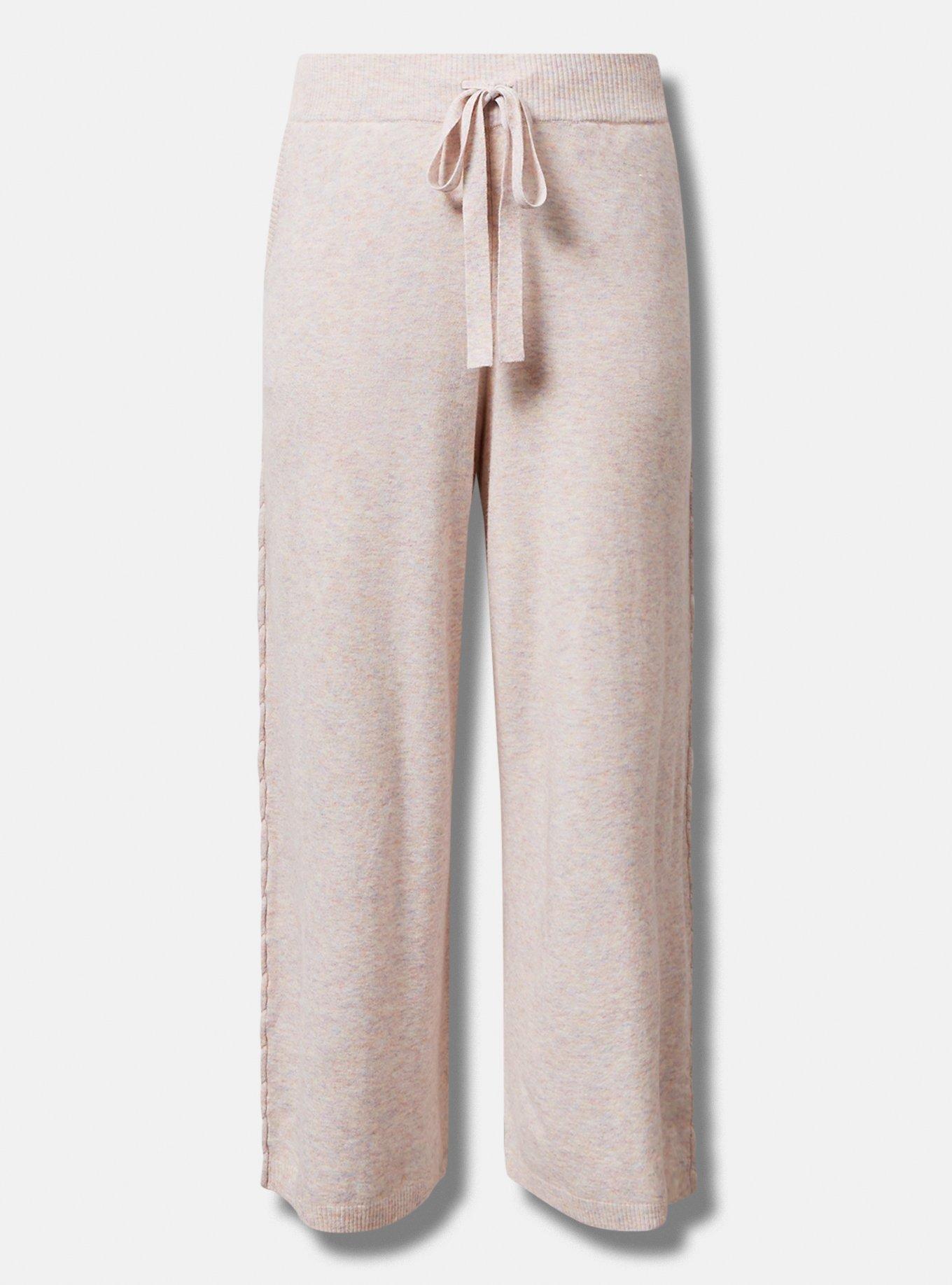 Cable Knit Trim Wide Leg Lounge Pant