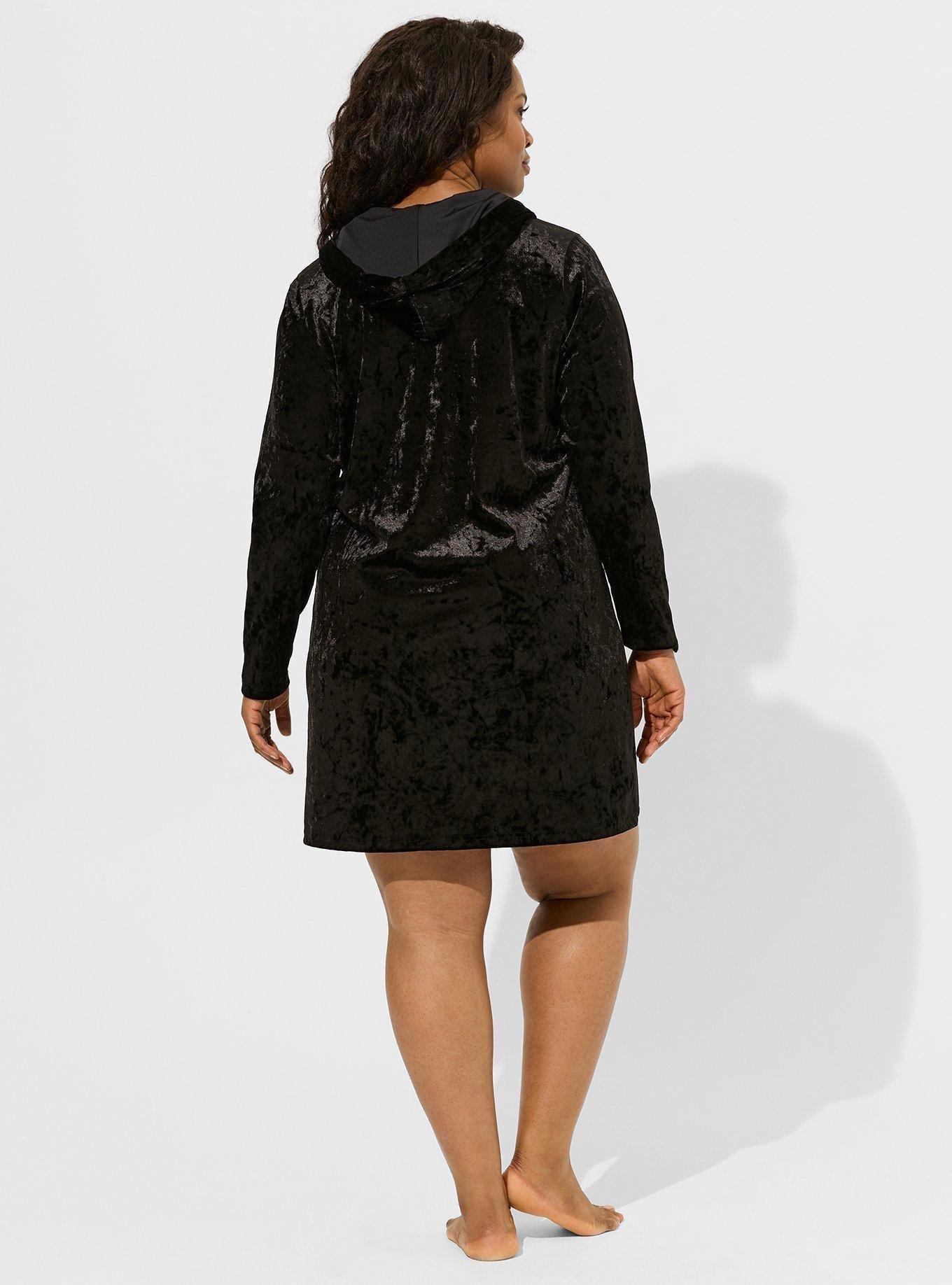 Crushed Velour Hoodie Lounge Dress