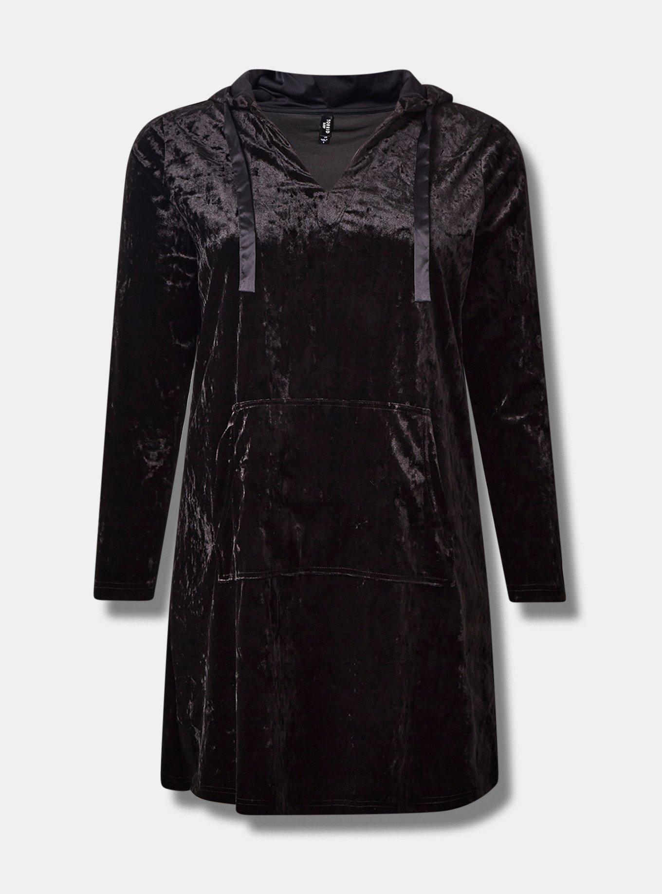 Crushed Velour Hoodie Lounge Dress