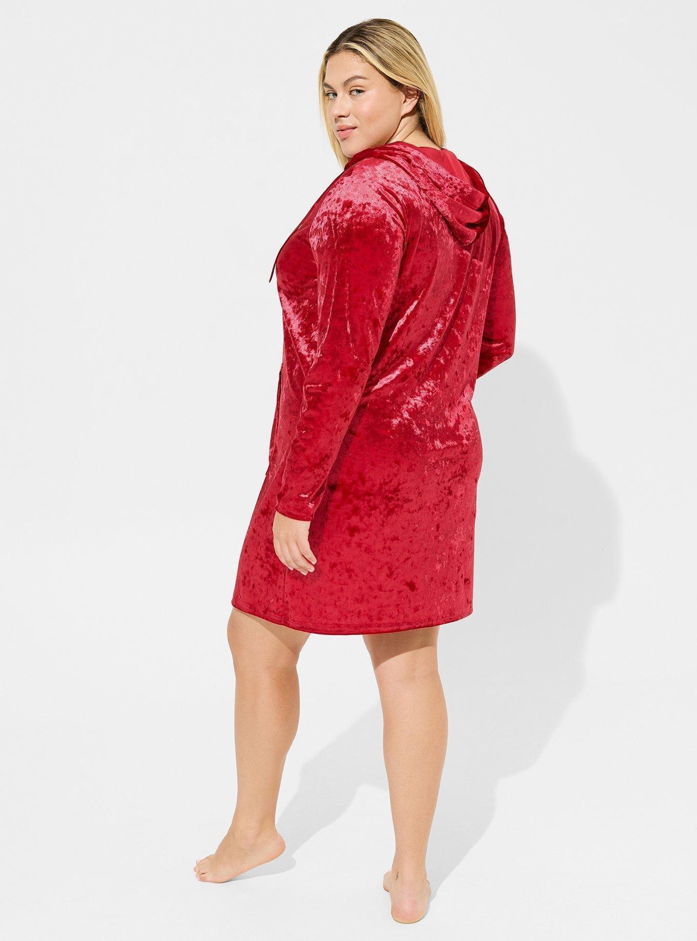 Plus Size Crushed Velour Hoodie Lounge Dress Torrid