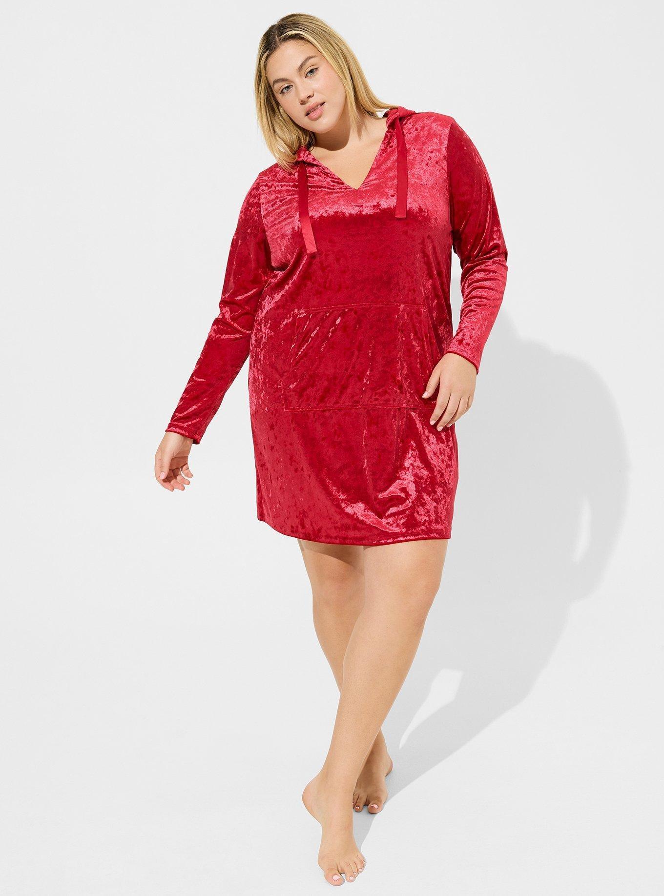 Crushed Velour Hoodie Lounge Dress