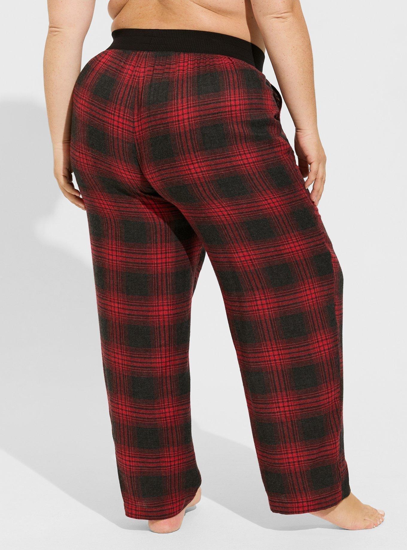 Rayon Woven Full Length Sleep Pant, SHADOW PLAID DEEP BLACK, alternate