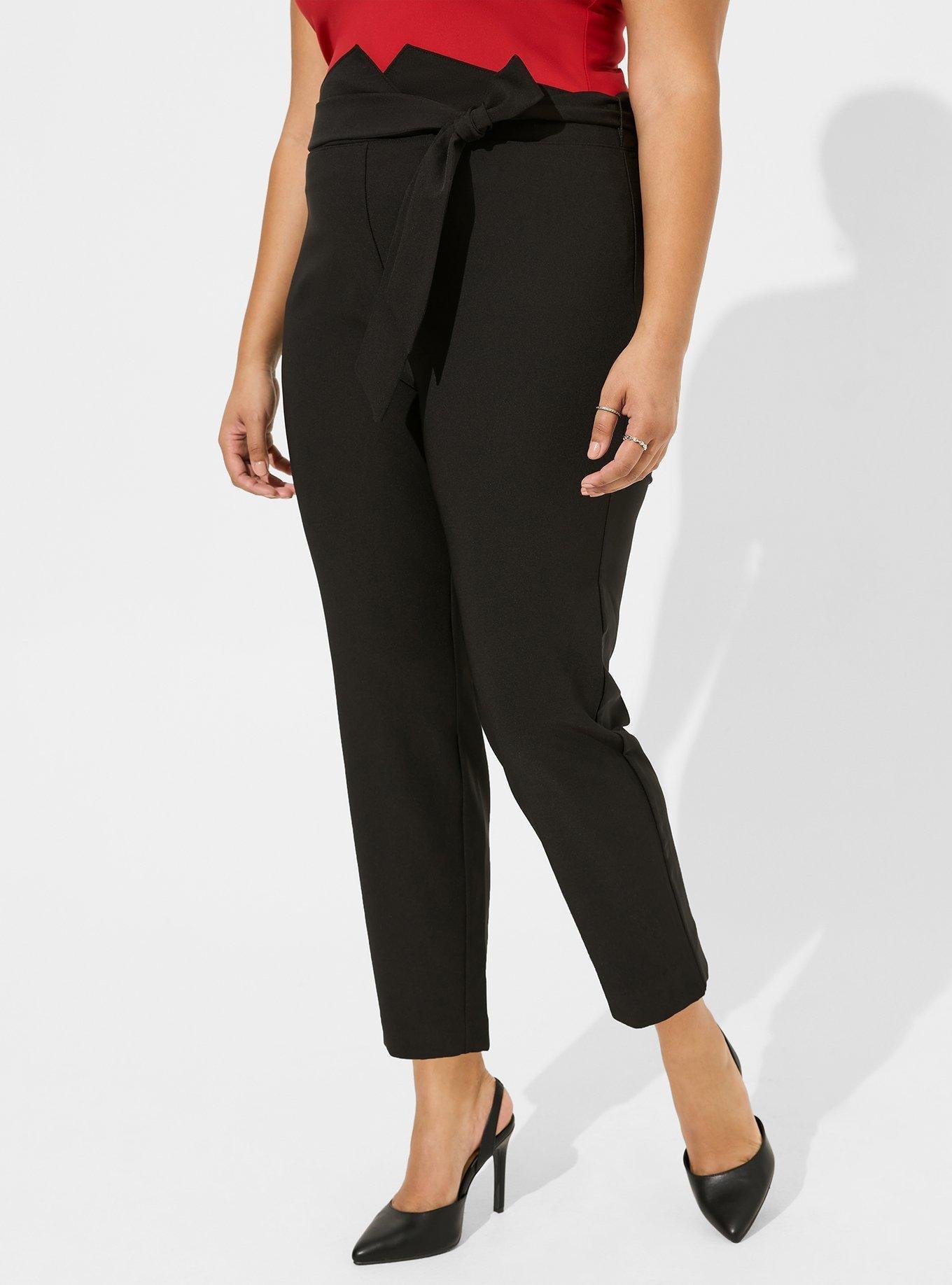 Tie Front Skinny Studio Refined Crepe High Rise Pant, DEEP BLACK, alternate