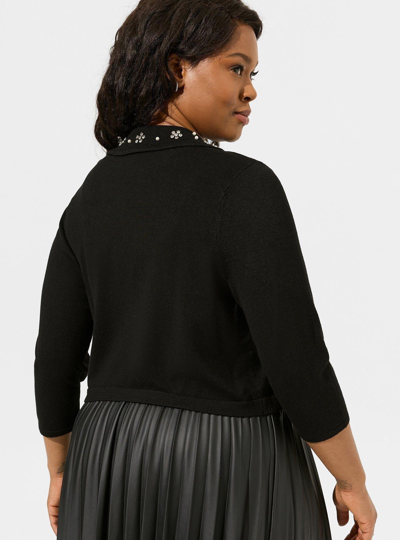 Plus Size - Fitted Embellished Collar Sweater Shrug - Torrid