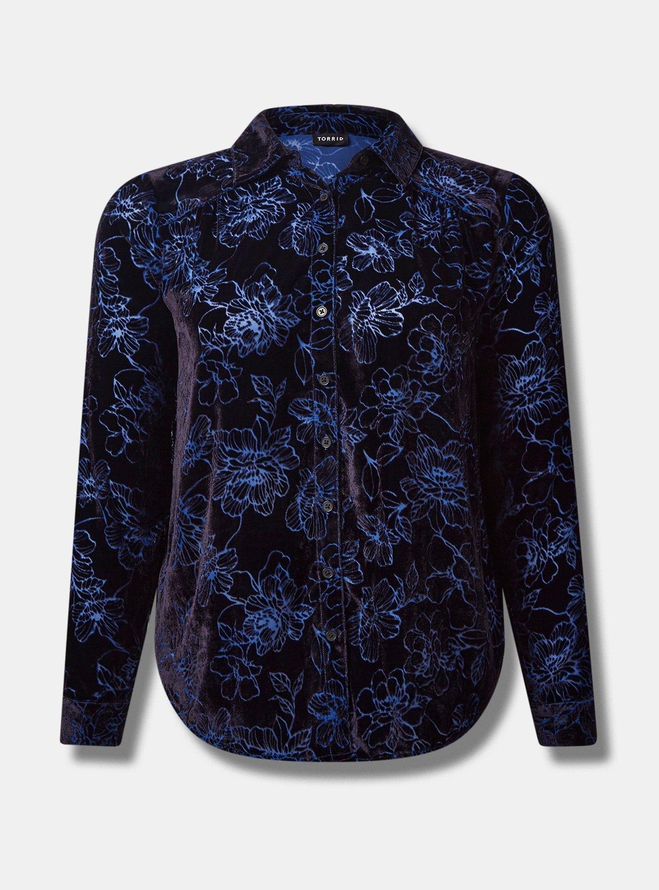 Madison Velvet Burnout Button Up Shirt