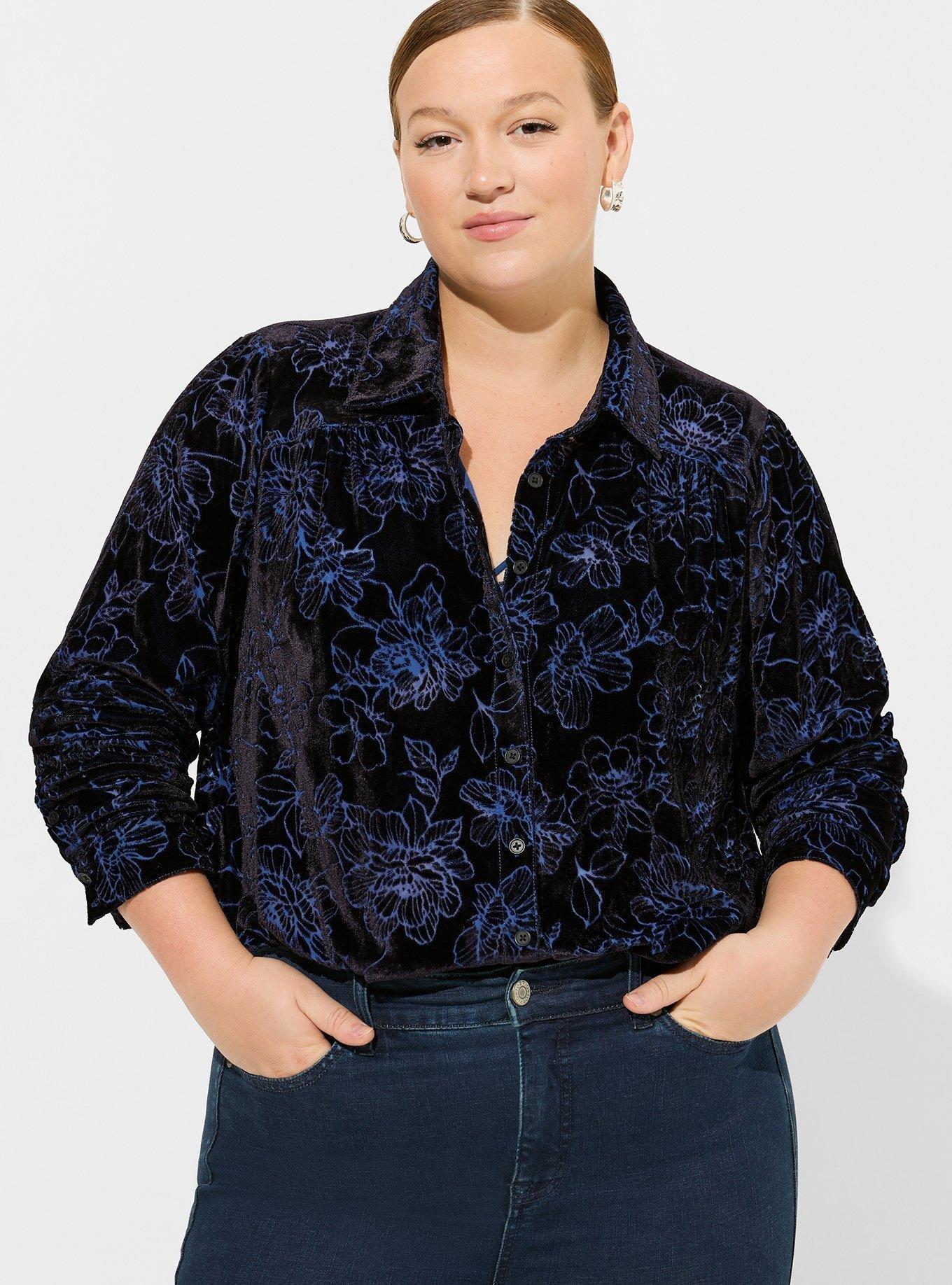 Madison Velvet Burnout Button Up Shirt