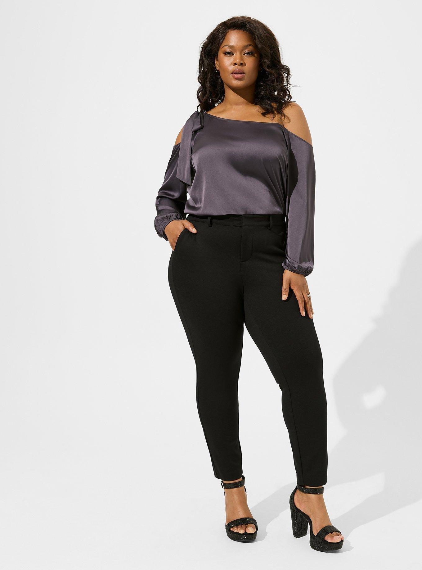 Plus Size - Satin Tie Front Off Shoulder Long Sleeve Blouse - Torrid