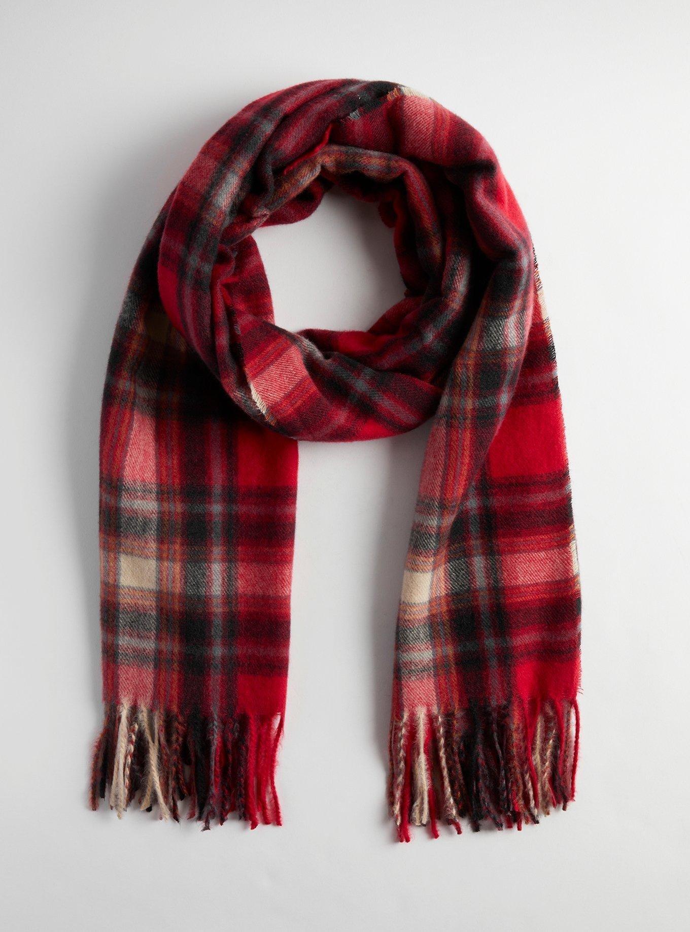 Long Plaid Woven Scarf