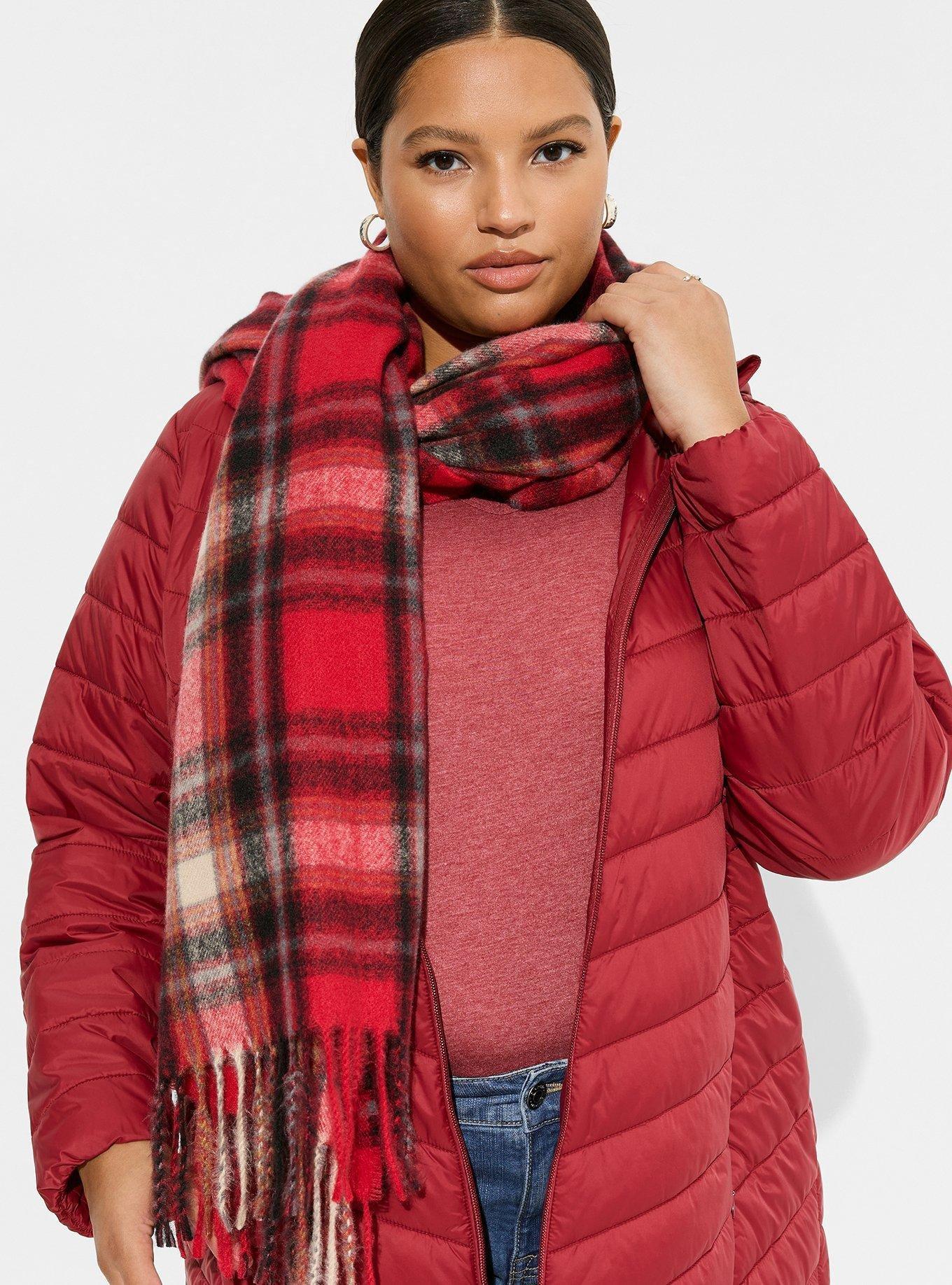 Long Plaid Woven Scarf