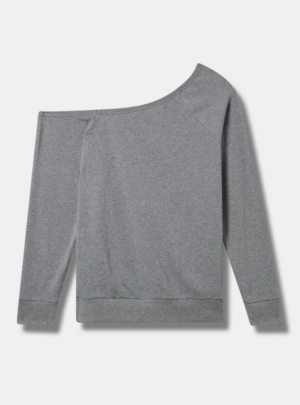 Plus Size Saved By The Bell French Terry Off Shoulder Sweatshirt, MEDIUM HEATHER GREY, alternate
