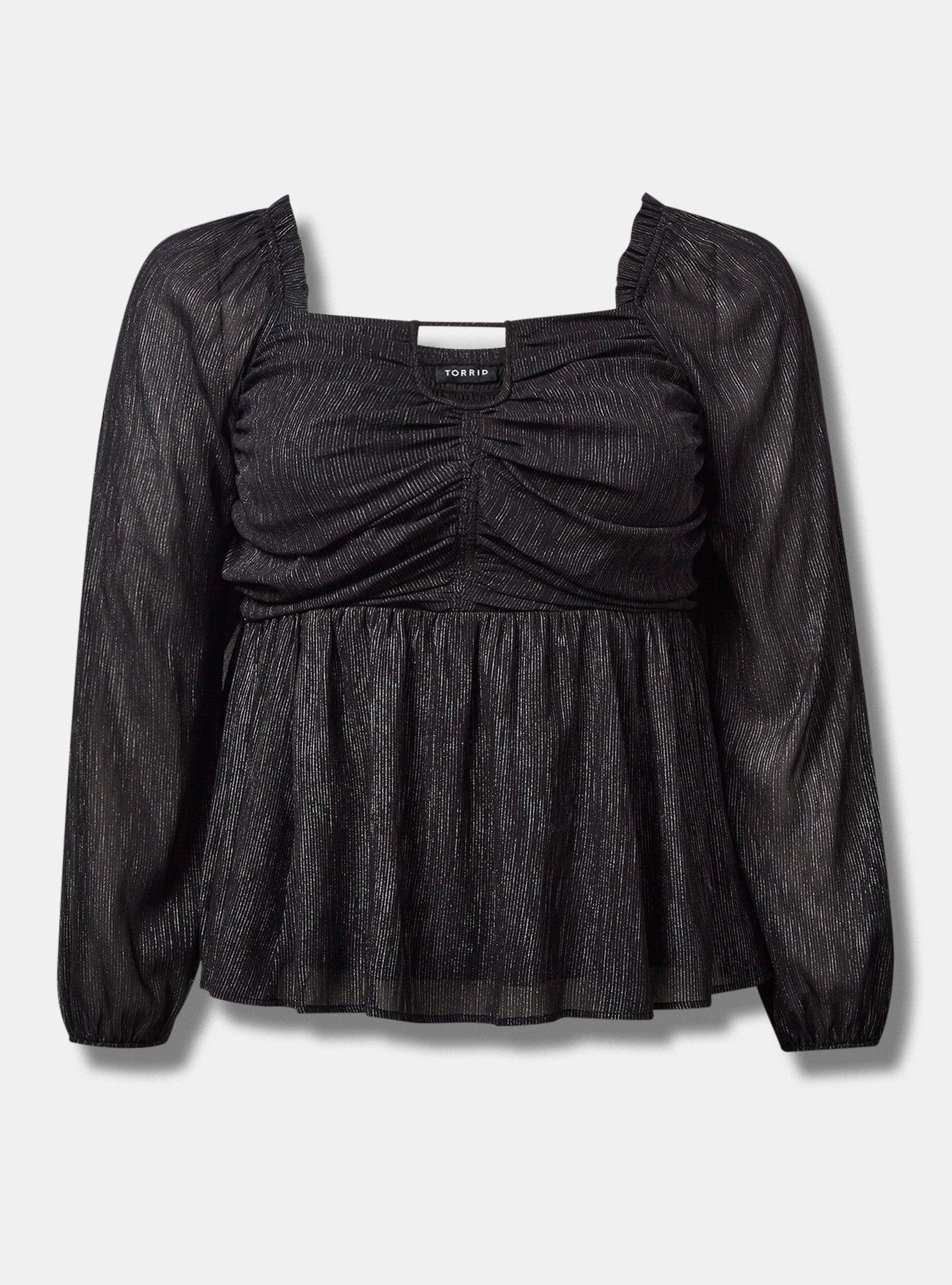 Torrid black blouse with key hole front and back and black lace