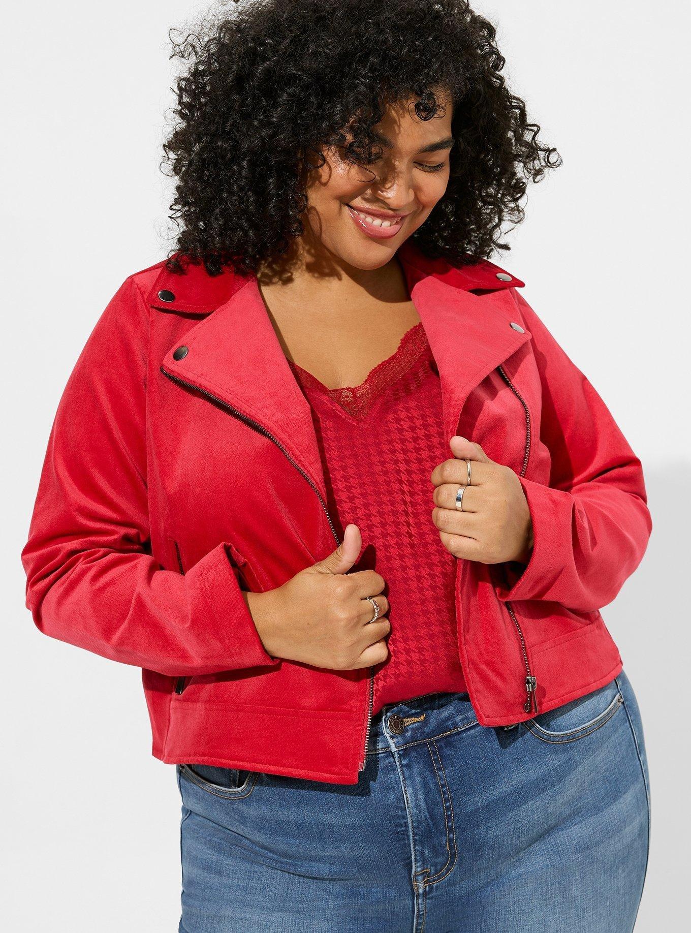 Plus size hotsell red moto jacket