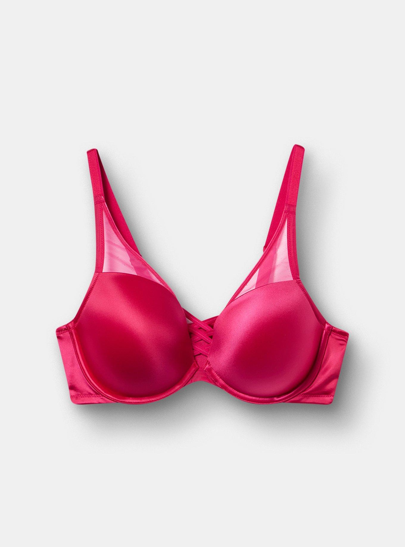 XO Plunge Push-Up Shine Bra, CERISE, hi-res