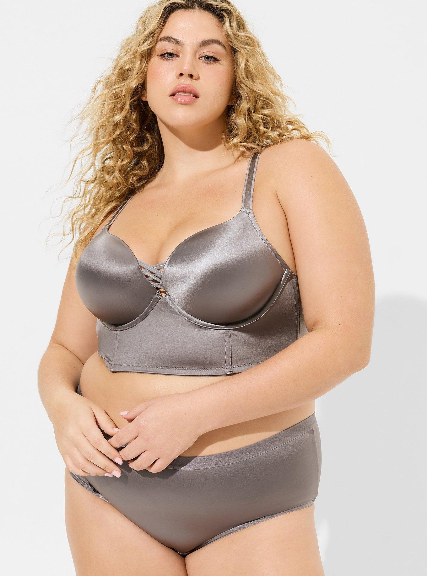 Plus Size - XO Plunge Push Up Shine Straight Back Bra - Torrid