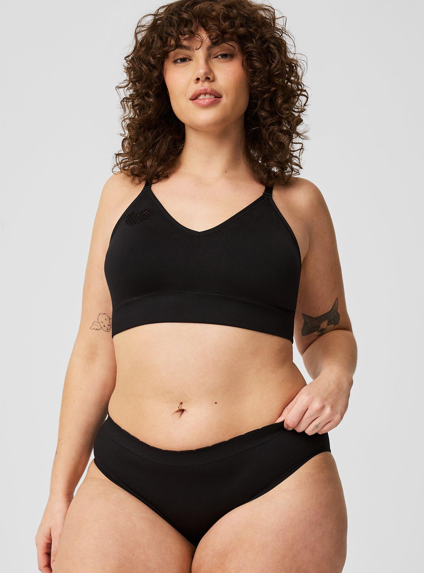 Plus Size - Black Microfiber & Lace Wireless Sleep Bralette - Torrid