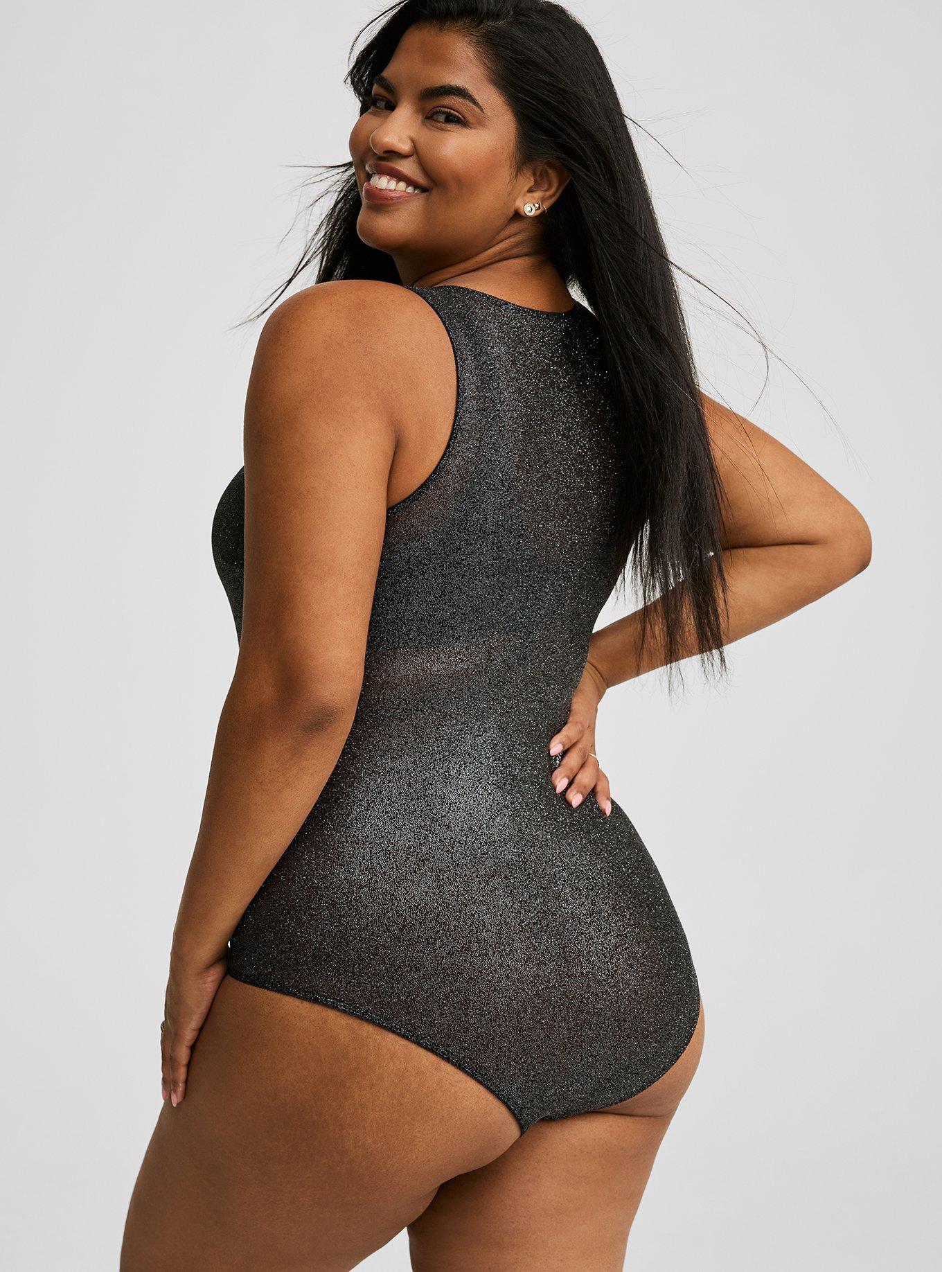 Shimmer Mesh High Neck Bodysuit