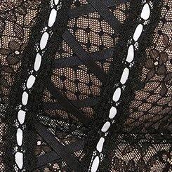 Retro Bombshell Lace Longline Bralette, BLACK WHITE, swatch