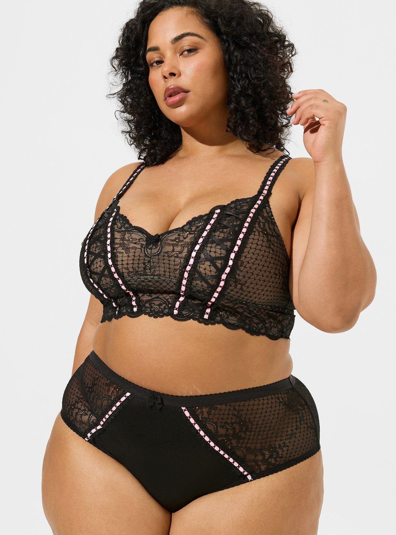 Plus Size - Retro Bombshell Lace High Waist Open Gusset Cheeky