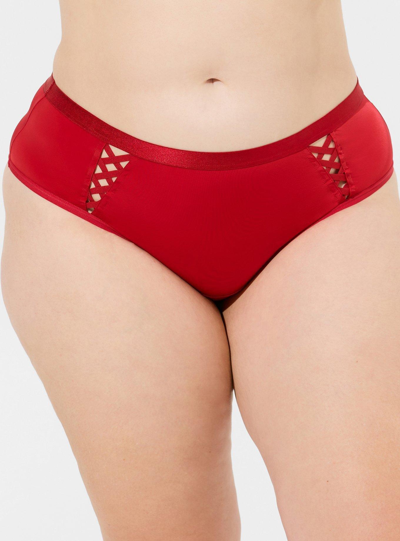 Microfiber Lattice Cutout Mid Rise Hipster Panty, JESTER RED, alternate