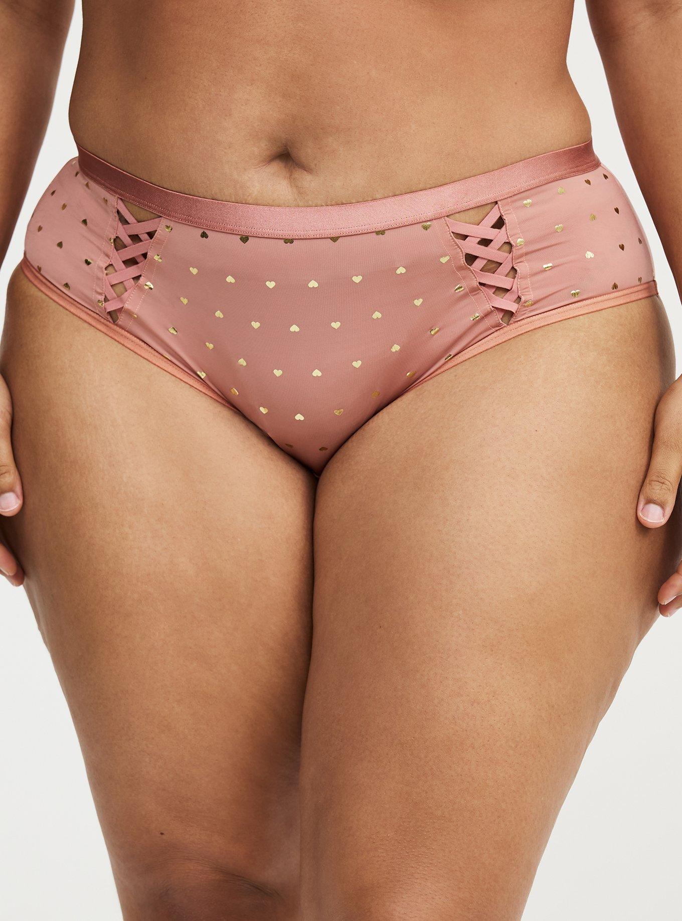 Microfiber Lattice Mid-Rise Hipster Panty, BRANDY HEARTS ASH ROSE, alternate