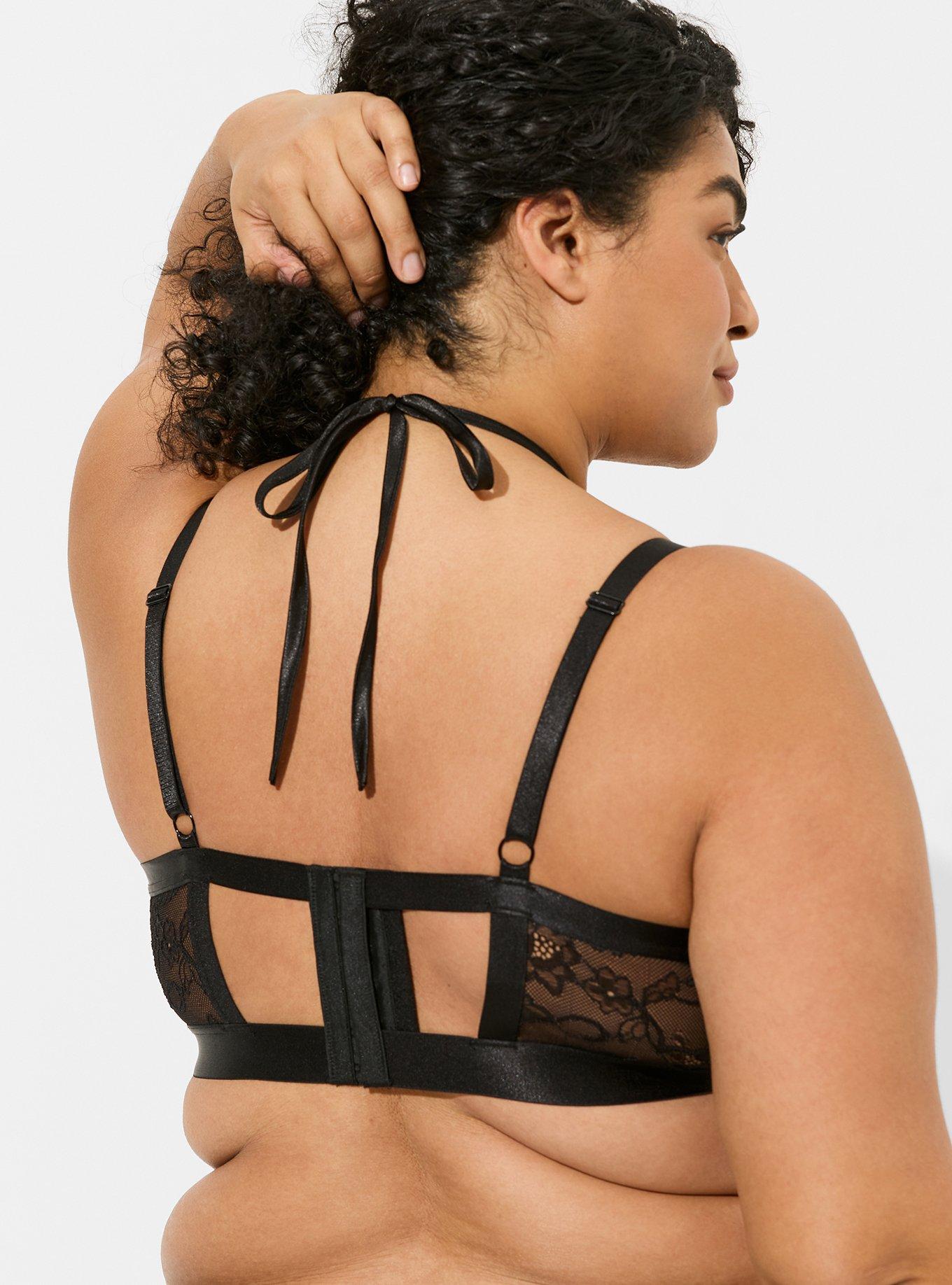 Strappy Lace Open Cup Set, Sexy Plus Size Lingerie