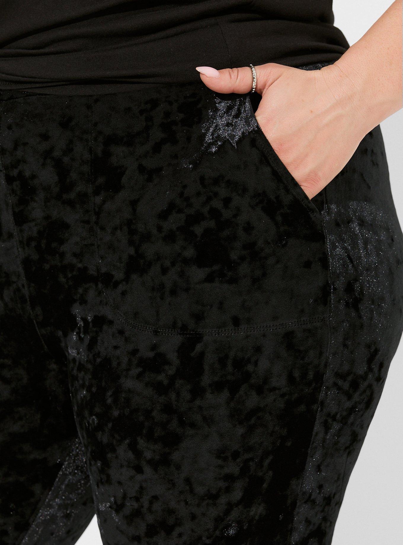 Black crushed velvet leggings sale