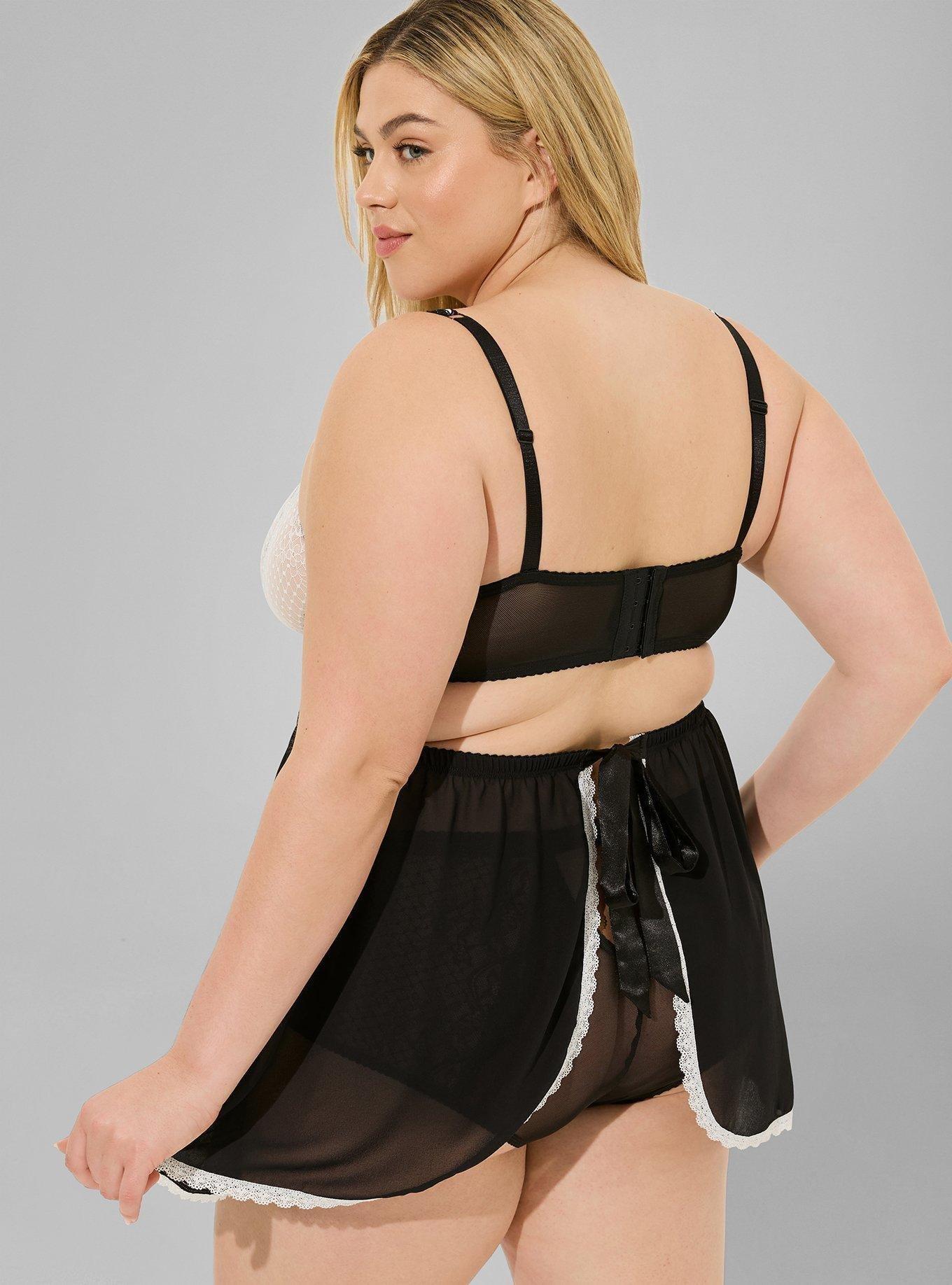 Retro Bombshell Lace French Maid Apron Skirt