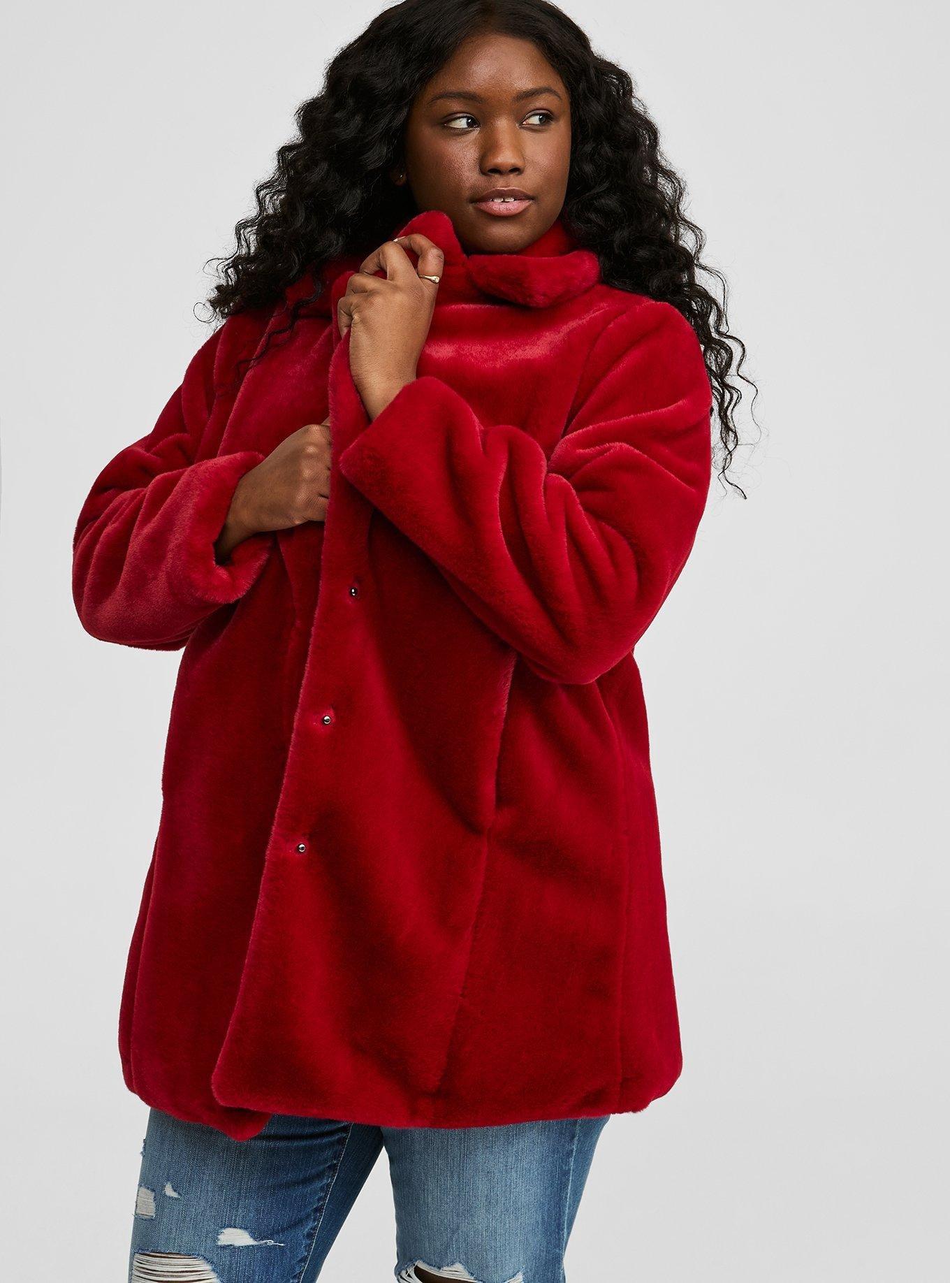 Plus Size - Faux Fur Longline Coat - Torrid