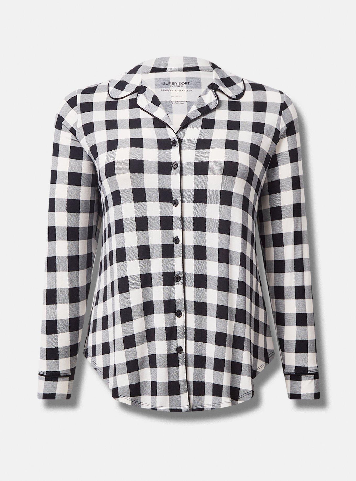 Super Soft Bamboo Jersey Button Up Sleep Shirt